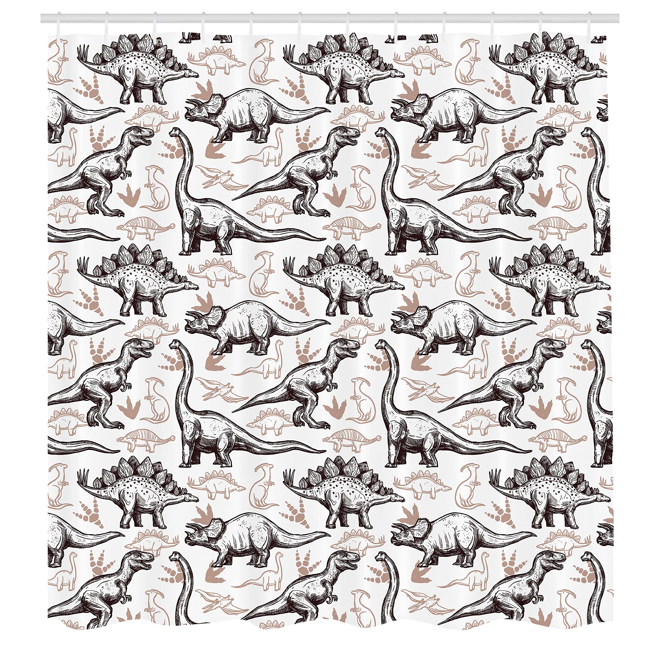 Ambesonne Reptile Shower Curtain - 69x70 Inches Brown & White Abstract Animal Print Bathroom Decor with Hooks | Waterproof Fabric for Bath, Shower, and Kids' Room Decoration
