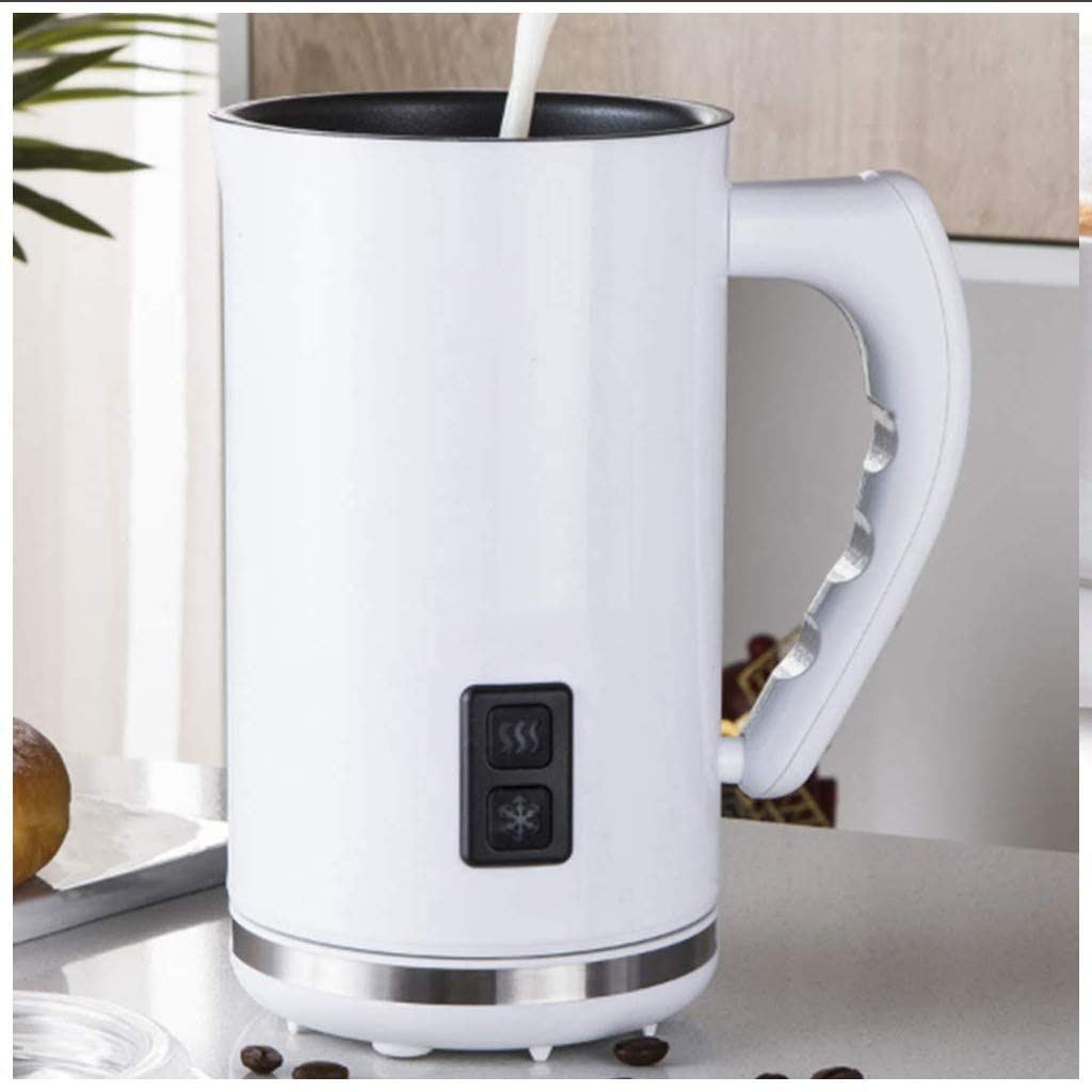Premium Electric Milk Frother for Coffee & Hot Chocolate - Stainless Steel Milk Steamer with Hot/Cold Foam Function - Perfect for Lattes, Cappuccinos & Matcha Drinks - Ideal for Home Baristas & Coffee Shops (White)