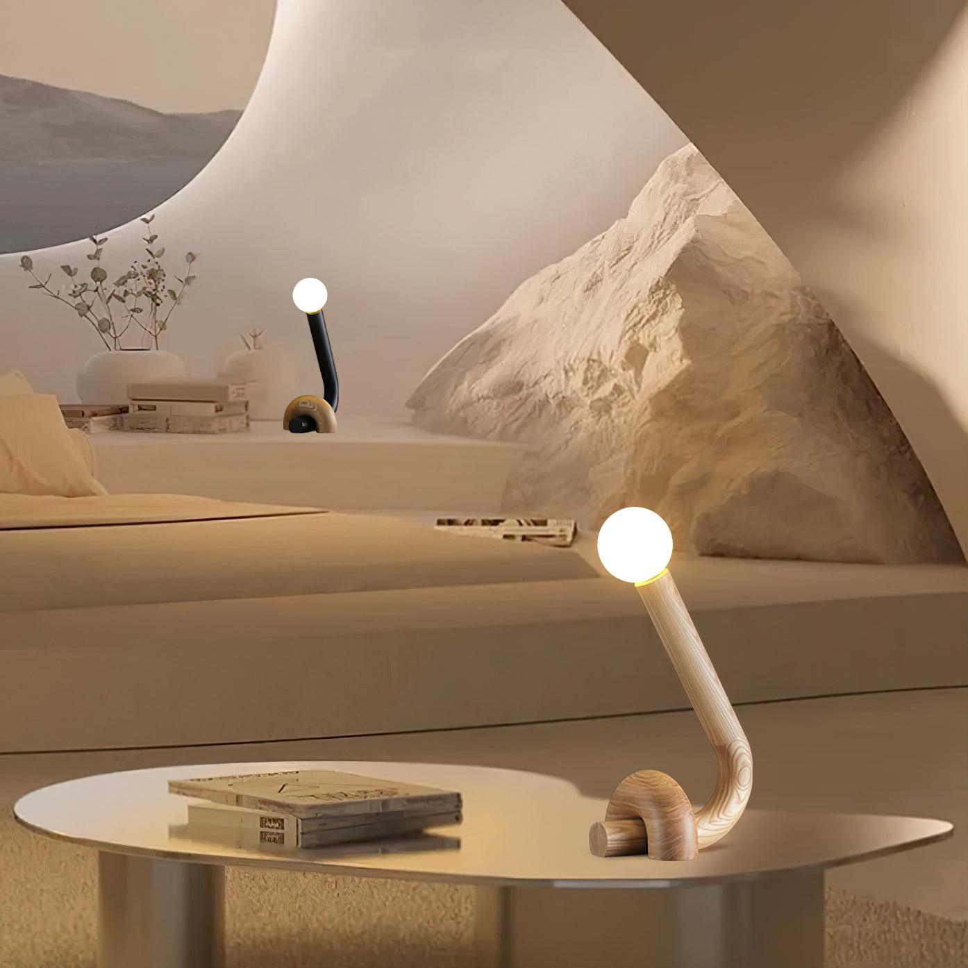 Elegant Curled Table Lamp - Modern Home & Office Lighting for Bedroom, Living Room, or Study - Warm White LED Desk Lamp with Adjustable Brightness