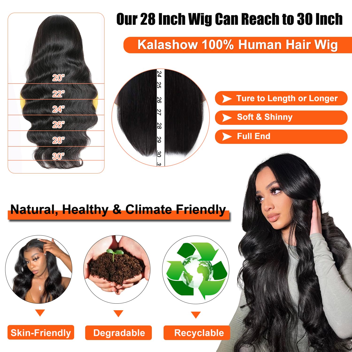 13x6 HD Lace Front Wig 250% Density Human Hair - Body Wave Glueless Wig with Pre-Plucked Hairline & Baby Hair for Black Women | Perfect for Daily Wear, Parties & Special Occasions (28 Inch)