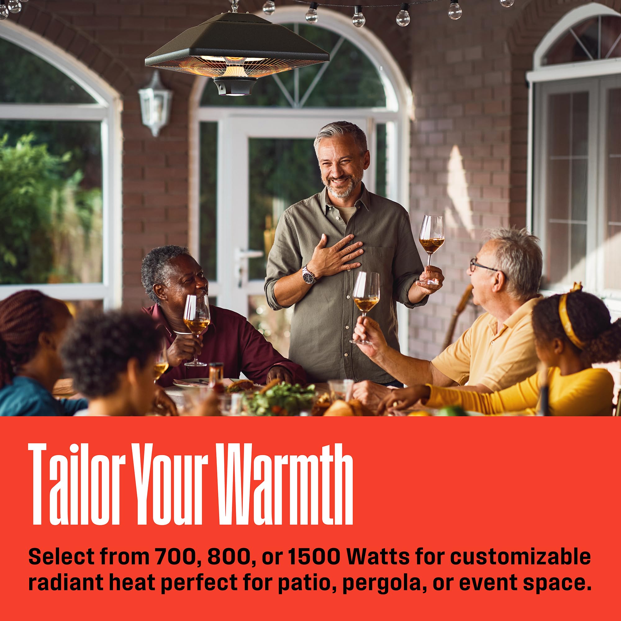 Westinghouse Outdoor Ceiling Patio Heater - 1500W Adjustable Infrared Heater with Water Resistant Design & Auto Shut-Off Overheat Protection - Perfect for Patio Covers, Gazebos, Pergolas, Backyards & Outdoor Dining Areas