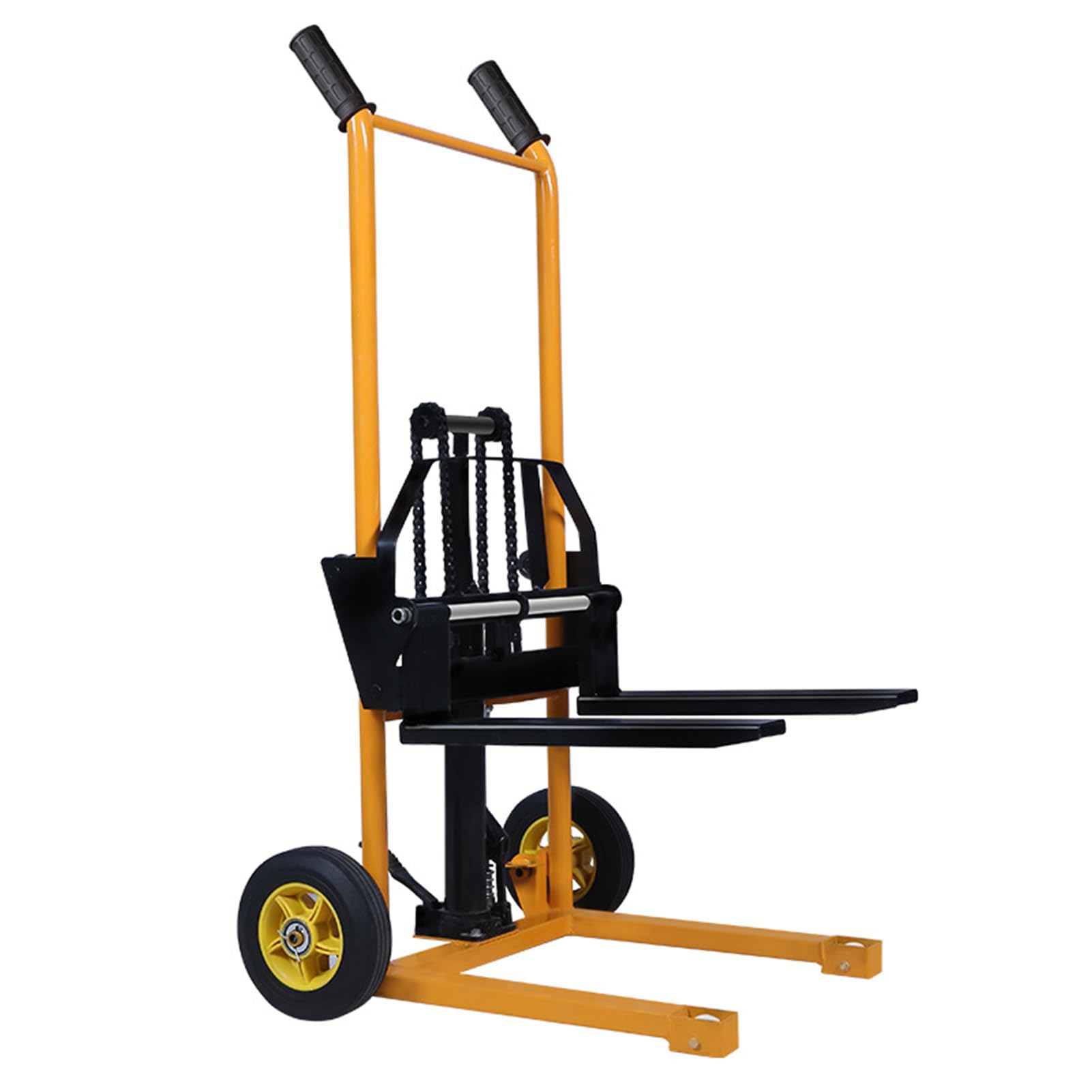 Hydraulic Manual Forklift Stacker - Adjustable Forks & Fixed Legs Hand Truck Lift, 440Lbs Capacity with Foot Pedal (2.3-36