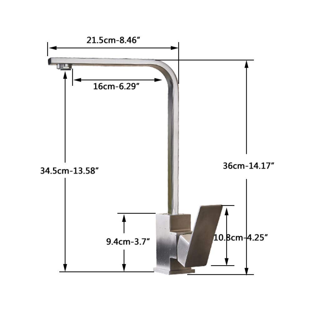 360° Rotating Brushed Nickel Kitchen Faucet - Single Lever Deck Mount Mixer Tap for Hot & Cold Water - Perfect for Modern Kitchens & Bathrooms (One Hole Installation)