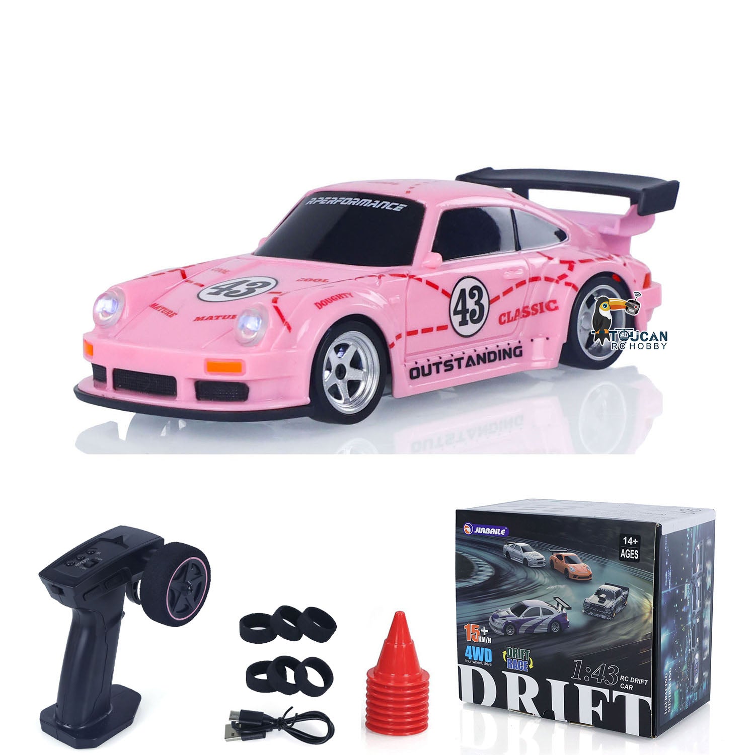 1/43 2.4G RC Drift Car - High Speed 15KM/H 4WD Mini Racing Vehicle with Battery & LED Lights - Ready-to-Run RTR Toy for Kids - Perfect for Indoor Racing, Birthday Gifts & Drift Competitions