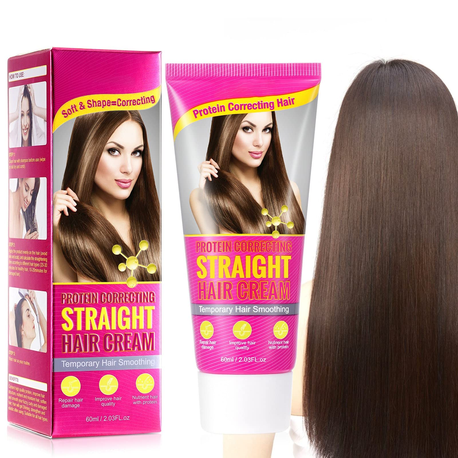Protein Hair Straightening & Gloss Treatment Cap - Hair Restoration for Curly & Damaged Hair - Deep Hydrating Conditioner for Smooth, Shiny Hair | Perfect for Salon-Quality Styling at Home & Professional Hair Care