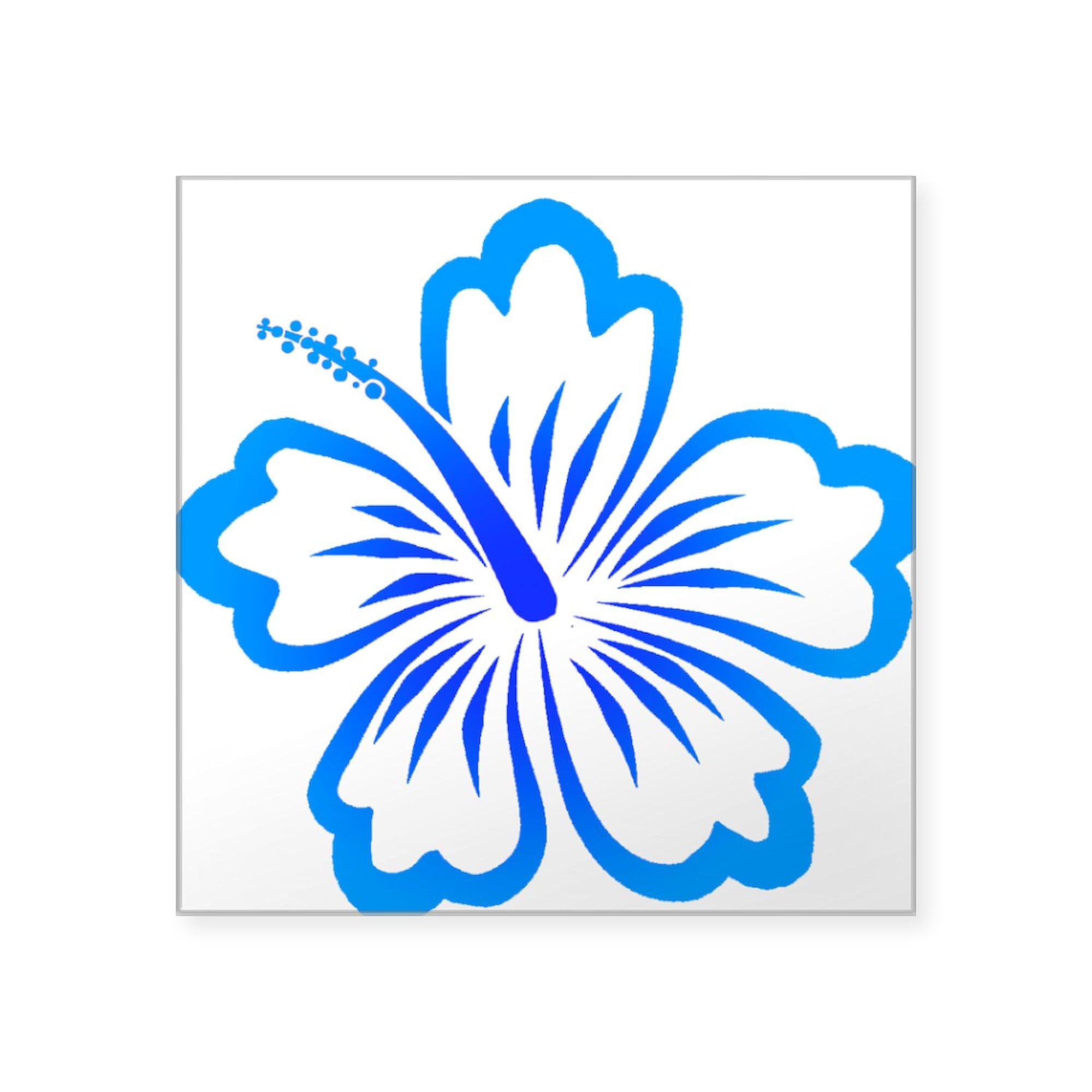 Blue Hibiscus Oval & Square Bumper Stickers - Waterproof Vinyl Car Decals for Windows, Laptops, Coolers - Perfect for Cars, Trucks, Bikes & DIY Projects