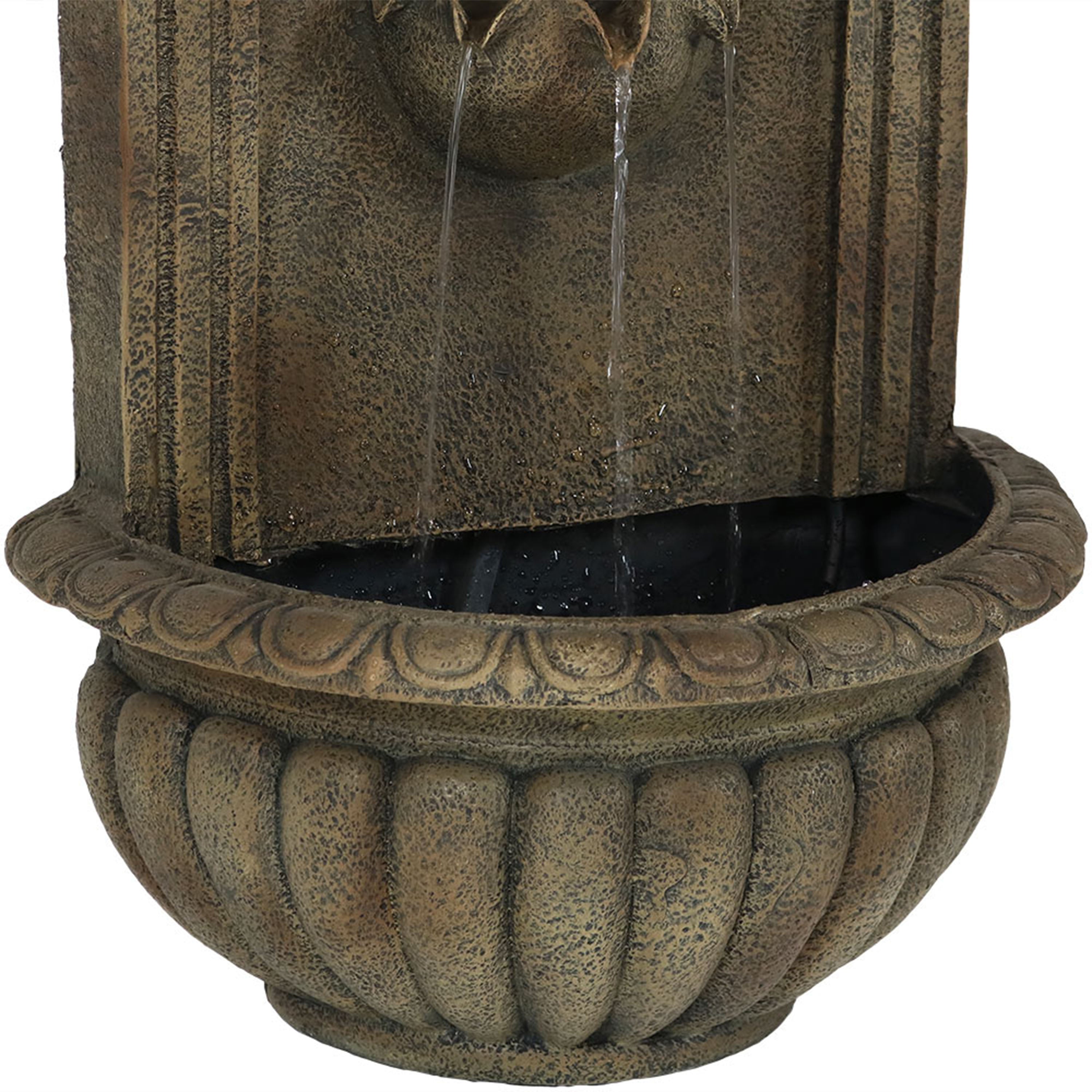 Sunnydaze Florence Solar Outdoor Wall Fountain - Elegant Florentine Stone Design for Garden, Patio & Backyard Decor | Eco-Friendly Solar Powered Water Feature