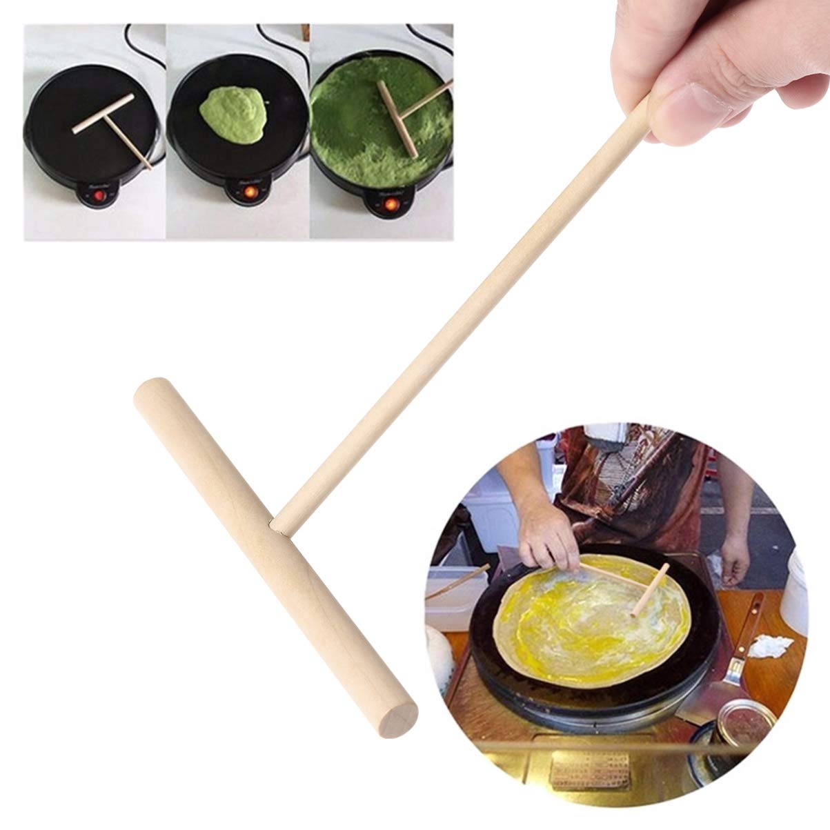Wooden Crepe Spreader & Dough Tool - Kitchen Utensils for Baking & Cooking