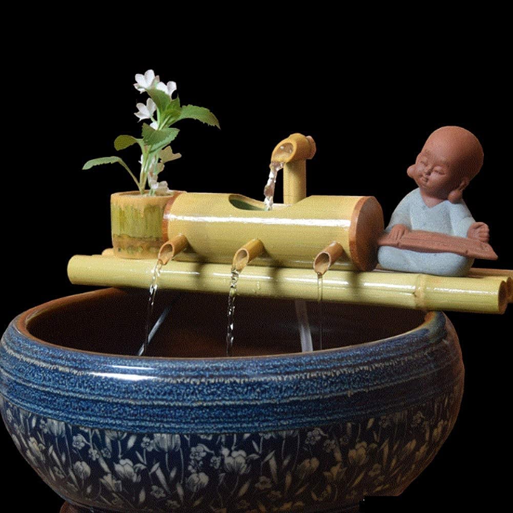 JYCCH 35cm Bamboo Water Garden Statue - Indoor/Outdoor Decorative Water Fountain with Natural Bamboo Design | Perfect for Zen Gardens, Patio Decor & Home Ornament Crafts