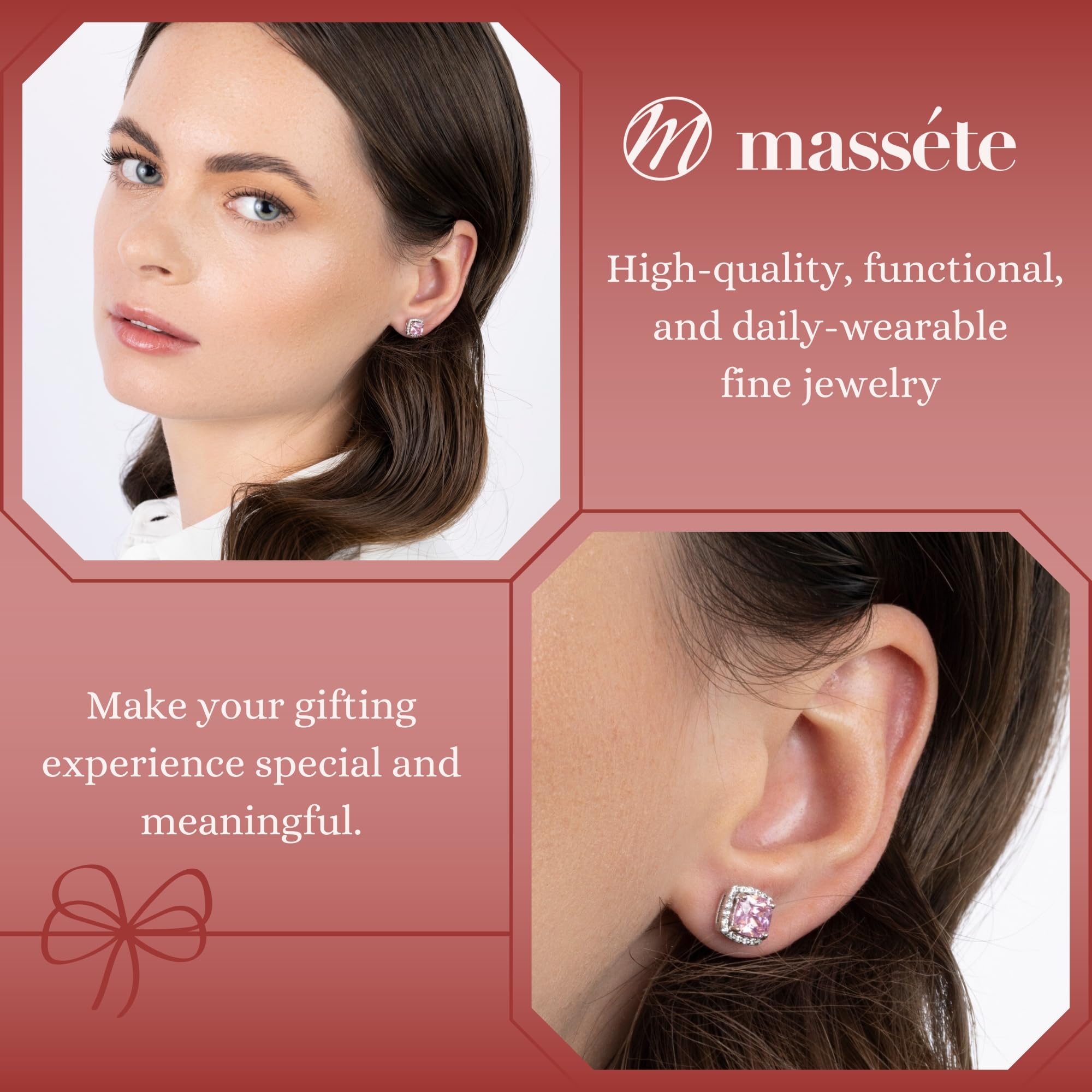 925 Sterling Silver Halo Stud Earrings with Removable Jacket - Hypoallergenic Post Earrings for Women | Perfect for Everyday Wear, Parties & Special Occasions
