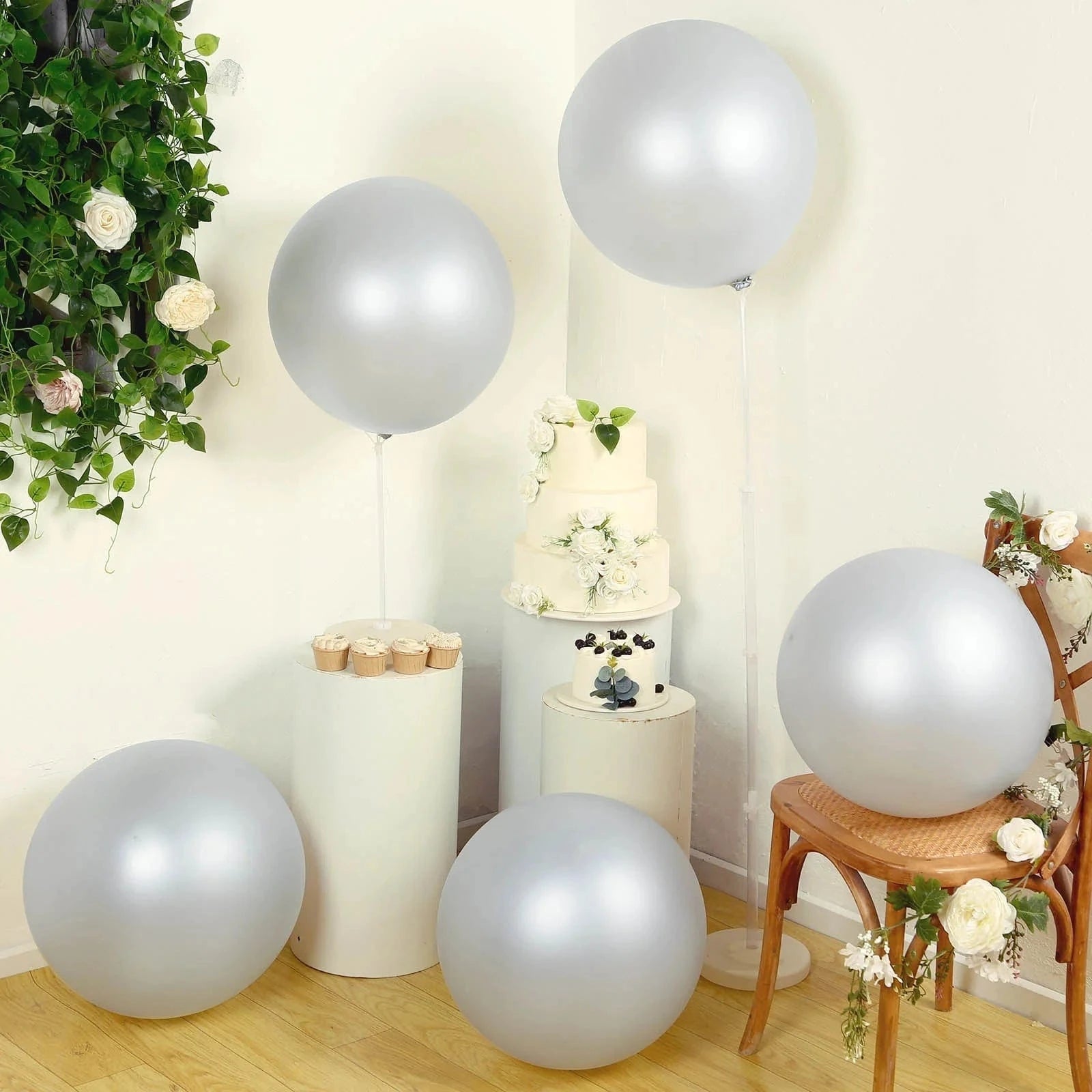 5 Pack Shiny Pearl Biodegradable Party Balloons - Eco-Friendly Wedding, Birthday & Baby Shower Decorations for Sustainable Celebrations