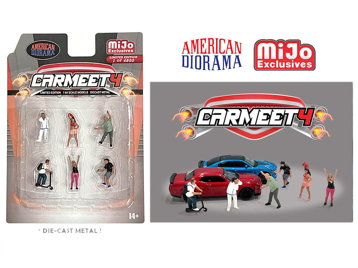 American Diorama 1/64 Scale Diecast Car Meet Figures Set - MIJO Exclusives Carmeet 4 - Perfect for Diorama Displays & Model Car Scenes
