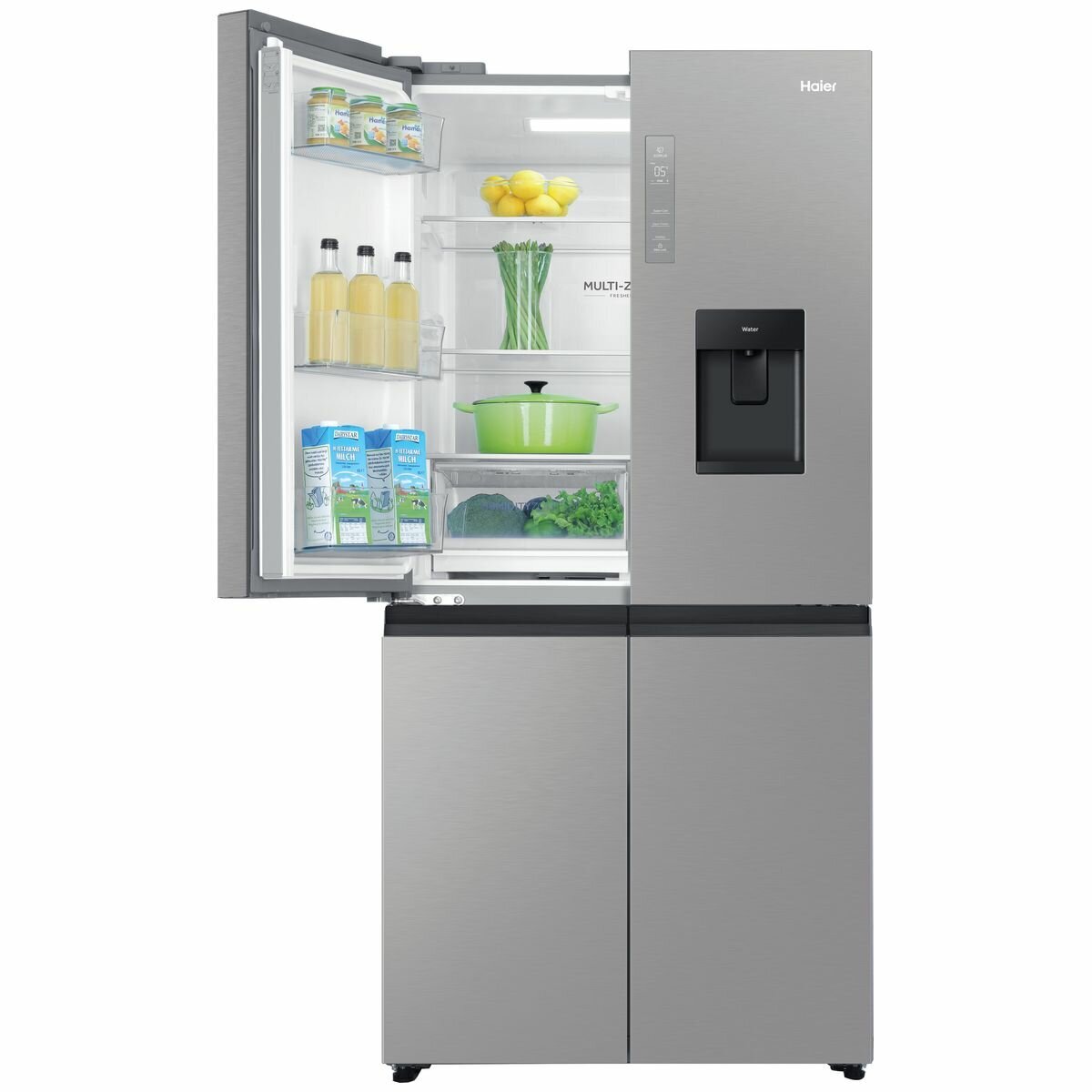 Haier 508L Quad Door Refrigerator - Stainless Steel HRF580YHS - Large Capacity French Door Fridge for Modern Kitchen | Perfect for Family Homes & Entertaining