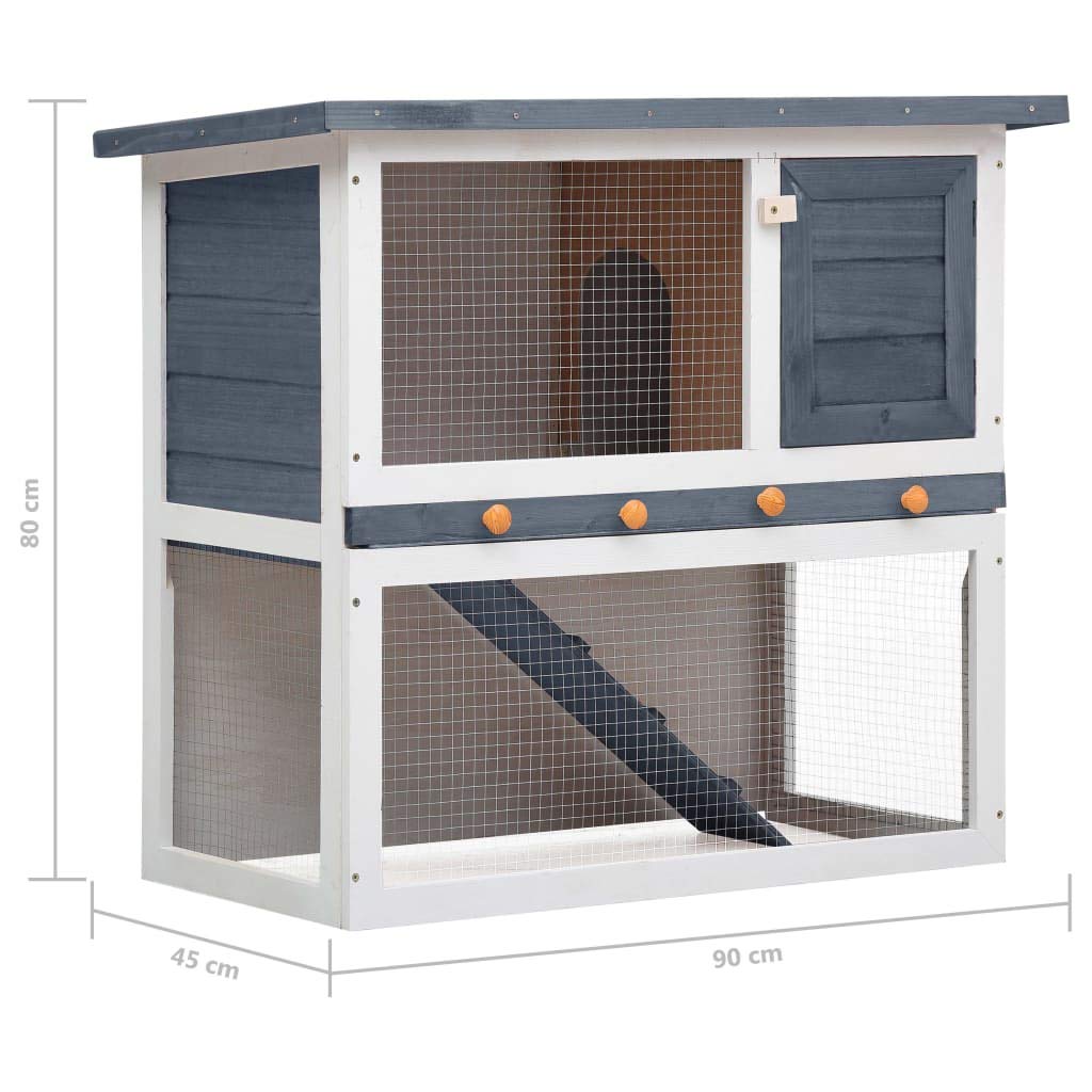 2-Tier Rabbit Hutch with Pull-Out Tray & Ramp - Outdoor Wooden Chicken Coop for Bunnies, Hens, Guinea Pigs & Small Animals - 35.4