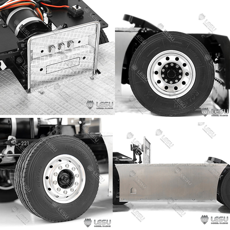 BEST SELLING LESU 1/14 Scale Metal 4x4 RC Truck Chassis Kit - Compatible with TAMIYA Tractor Trucks, Includes 27T Motor, ESC, Servo & LED Lights - Perfect for Off-Road RC Racing and Crawling Adventures