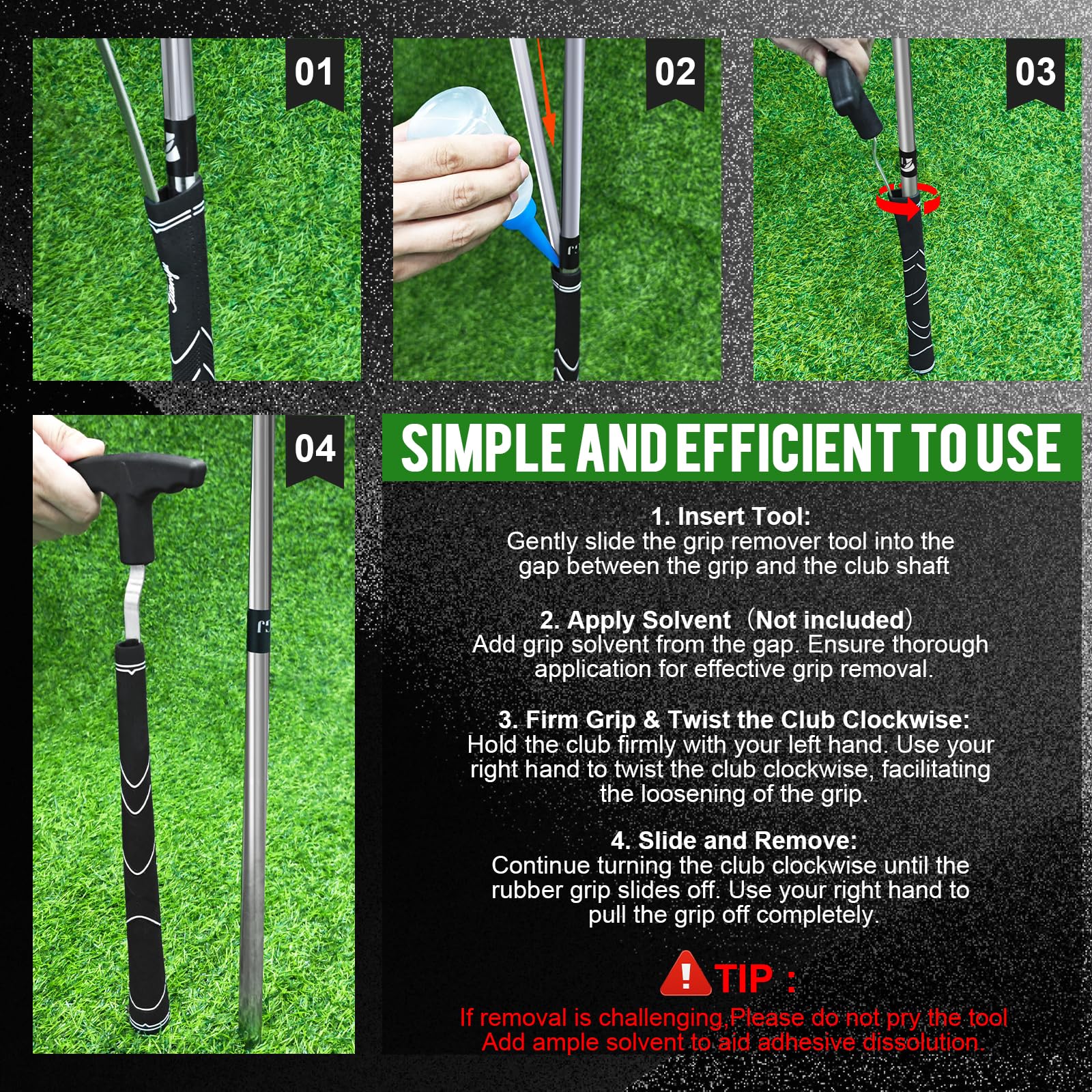 Golf Grip Removal Tool - V-Groove Grip Remover Saver for Golf Club Grips Replacement (1 Piece) | Perfect for Golf Club Maintenance & Regripping at Home or Pro Shop