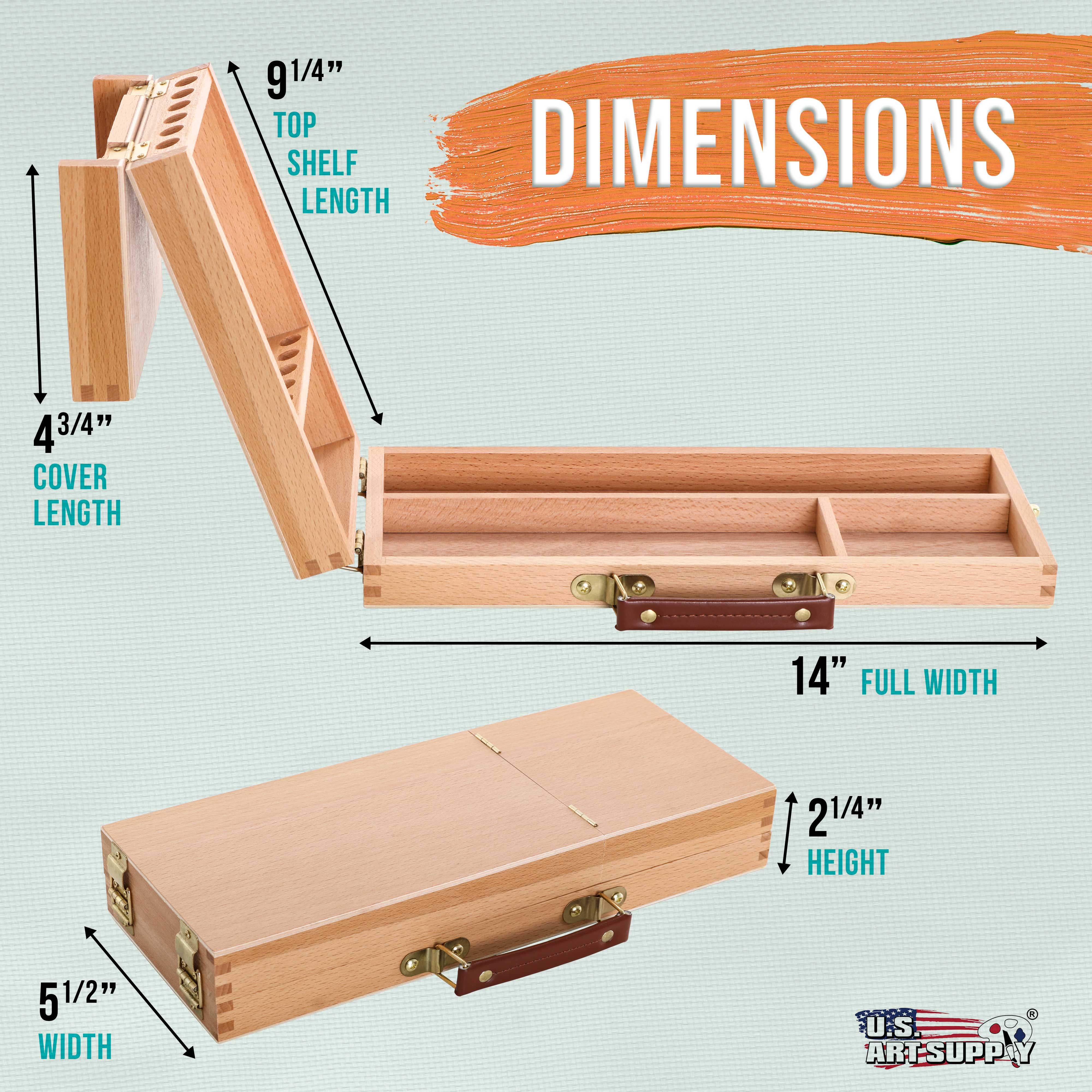 Multi-Function Unfinished Beechwood Flip-Open Artist Storage Box with Locking Clasps - Organize & Protect Pencils, Brushes, Erasers & Art Supplies - Perfect for Artists, Students & Crafters at Home, Studio or Travel