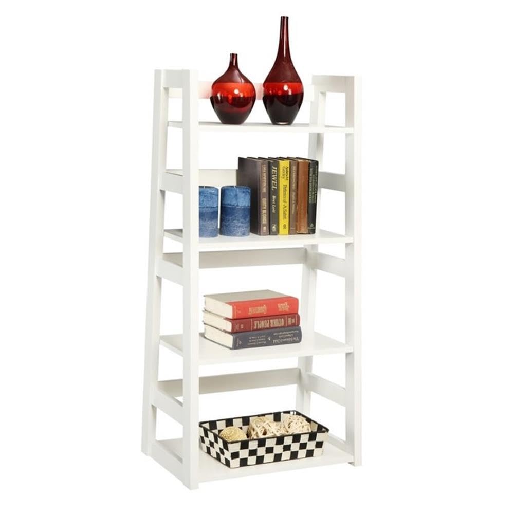 Pemberly Row 4-Shelf White Wood Bookcase - Perfect for Living Room, Bedroom, or Home Office Storage & Display