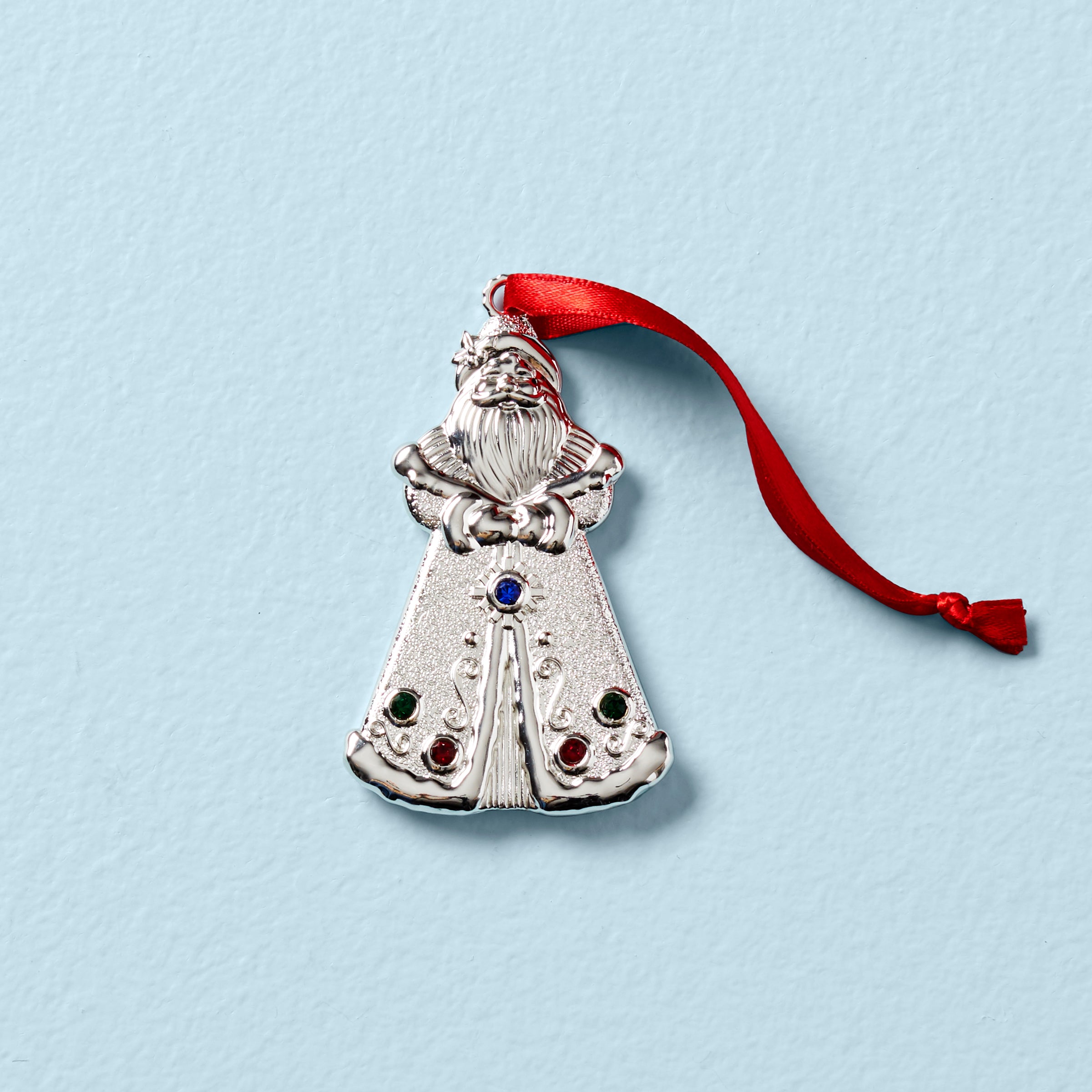 Sparkling Jeweled Santa Charm Ornament - Christmas Tree Decoration for Holiday Home Decor & Gift Giving
