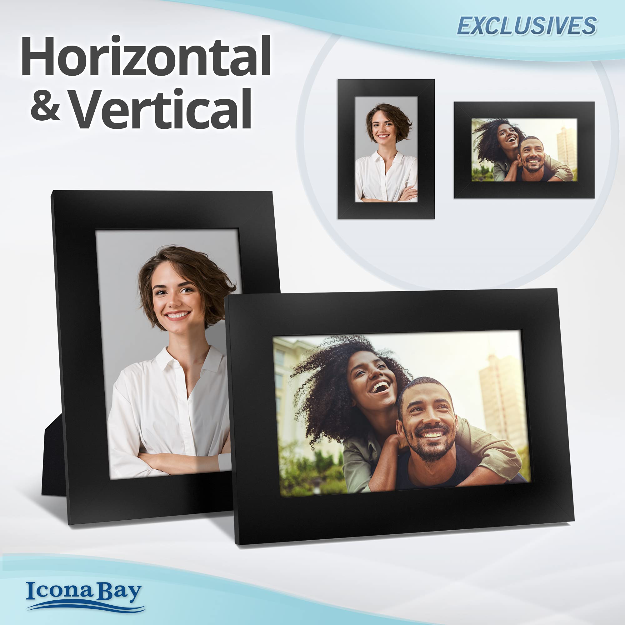 Icona Bay 4x6 Picture Frames (Black, 3 Pack) - Premium Wood Composite Photo Frames for Wall or Tabletop Display - Perfect for Home Decor, Office, Wedding Photos & Gift Giving