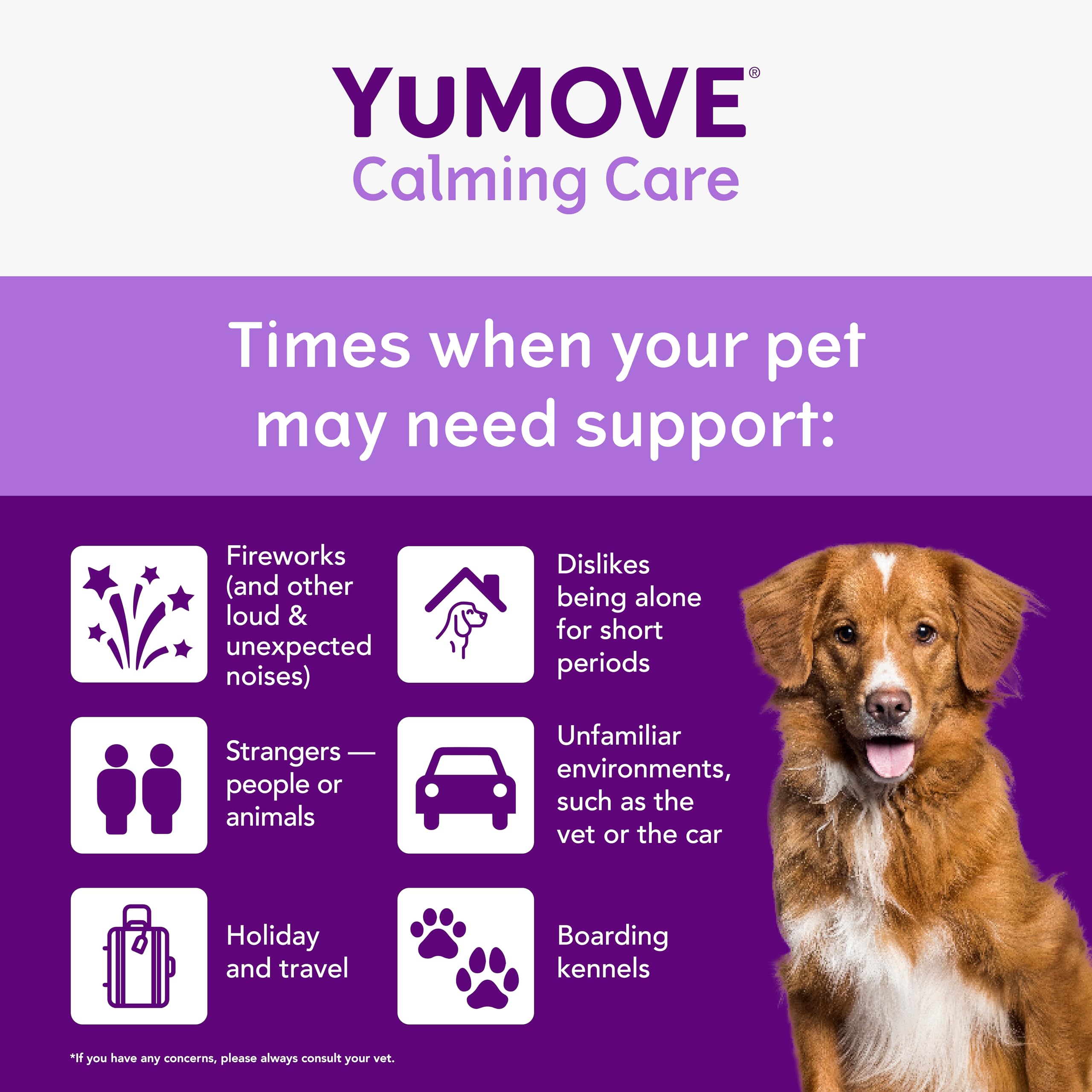 YuMOVE Calming Care Dog Anxiety Relief Chews - Stress & Nervousness Supplements for Small Dogs, 30 Tasty Treats (1 Month Supply) - Perfect for Travel, Vet Visits & Fireworks Anxiety