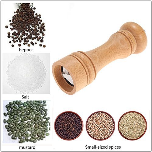 Premium Wooden Salt and Pepper Grinder Set - Adjustable Ceramic Spice Mill for Kitchen, Cooking & Dining | Hand Crank Manual Seasoning Grinder for Fresh Herbs, Peppercorns & Sea Salt