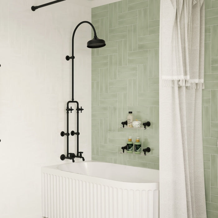 Fienza 455122BK Lillian Matte Black Exposed Rail Shower & Bath Set - Modern Bathroom Fixture for Spa-Like Experience