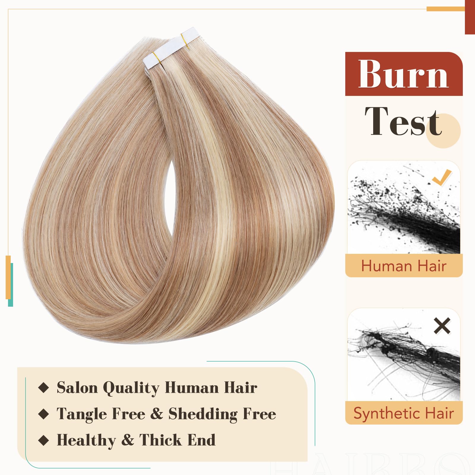 Premium Human Hair Tape In Extensions 20 Inch 50g (20pcs) - Double Sided Skin Weft for Natural Look - Golden Brown & Bleach Blonde Balayage Highlights - Perfect for Daily Wear, Parties & Special Occasions