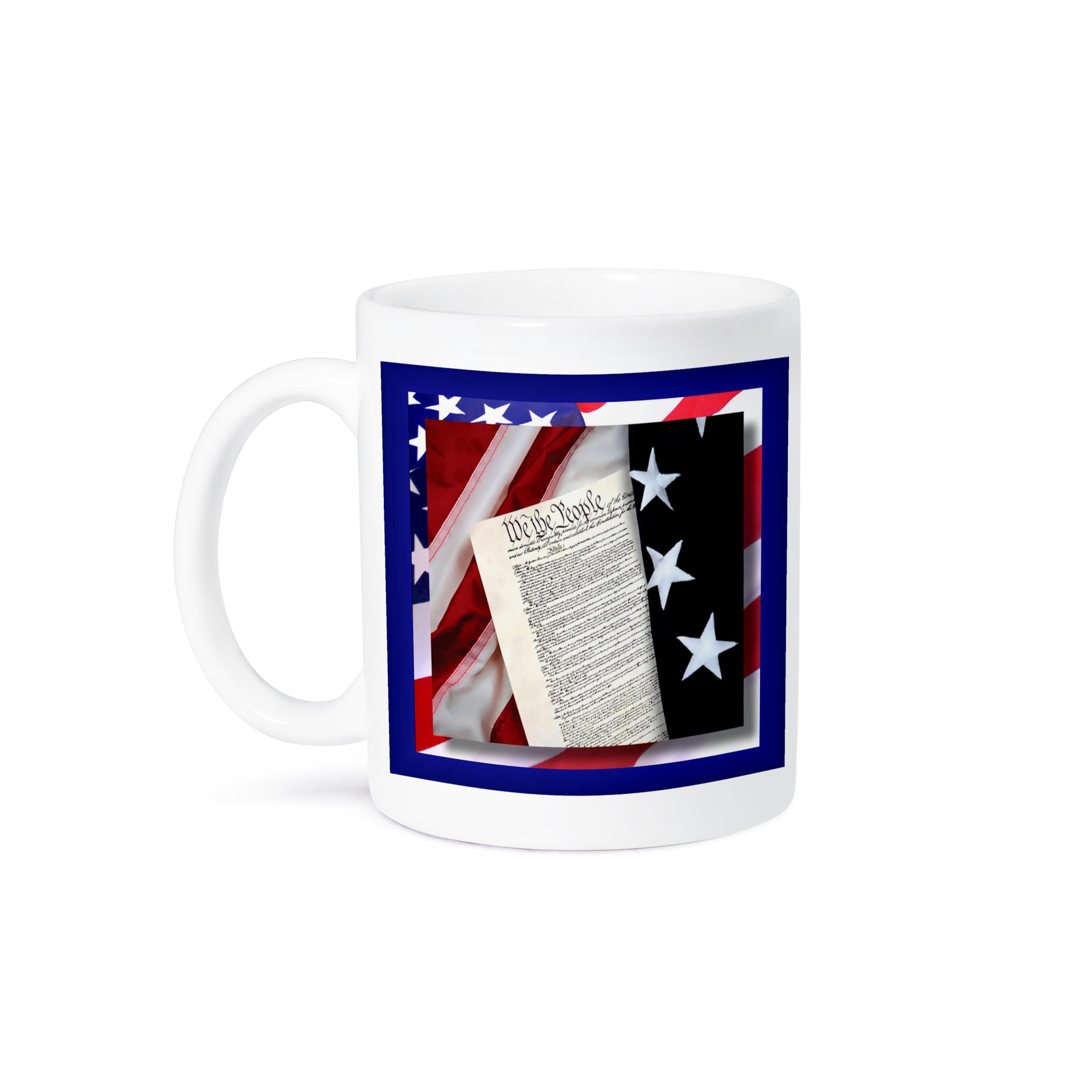 3D Rose Patriotic Ceramic Mug - 15 oz US Constitution & Flag Design - Perfect for Office, Home, or Gift Giving