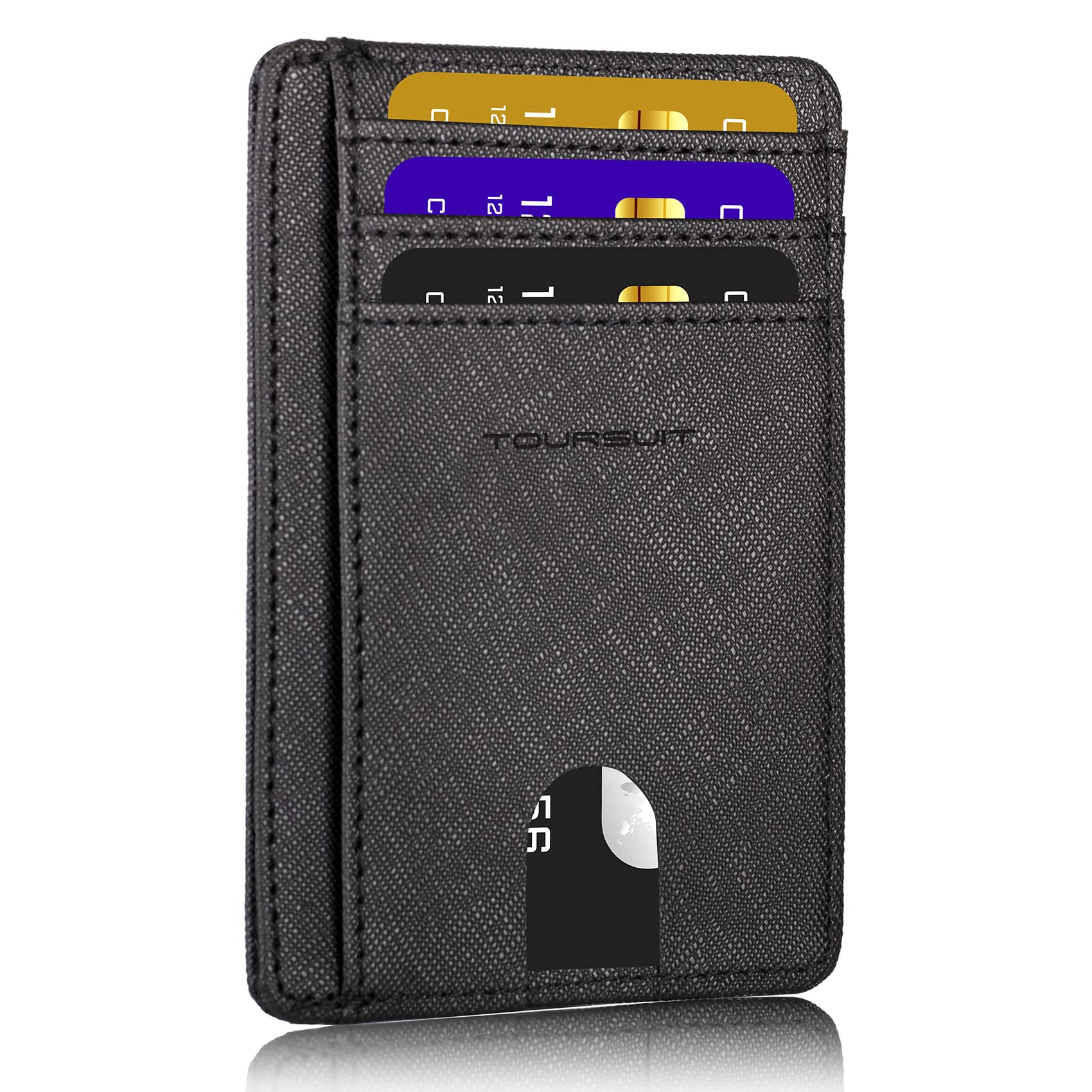 TOURSUIT Slim RFID Blocking Travel Wallet for Men & Women - Minimalist Front Pocket Credit Card Holder (Cross Black) - Perfect for Airports, Commuting & Daily Use