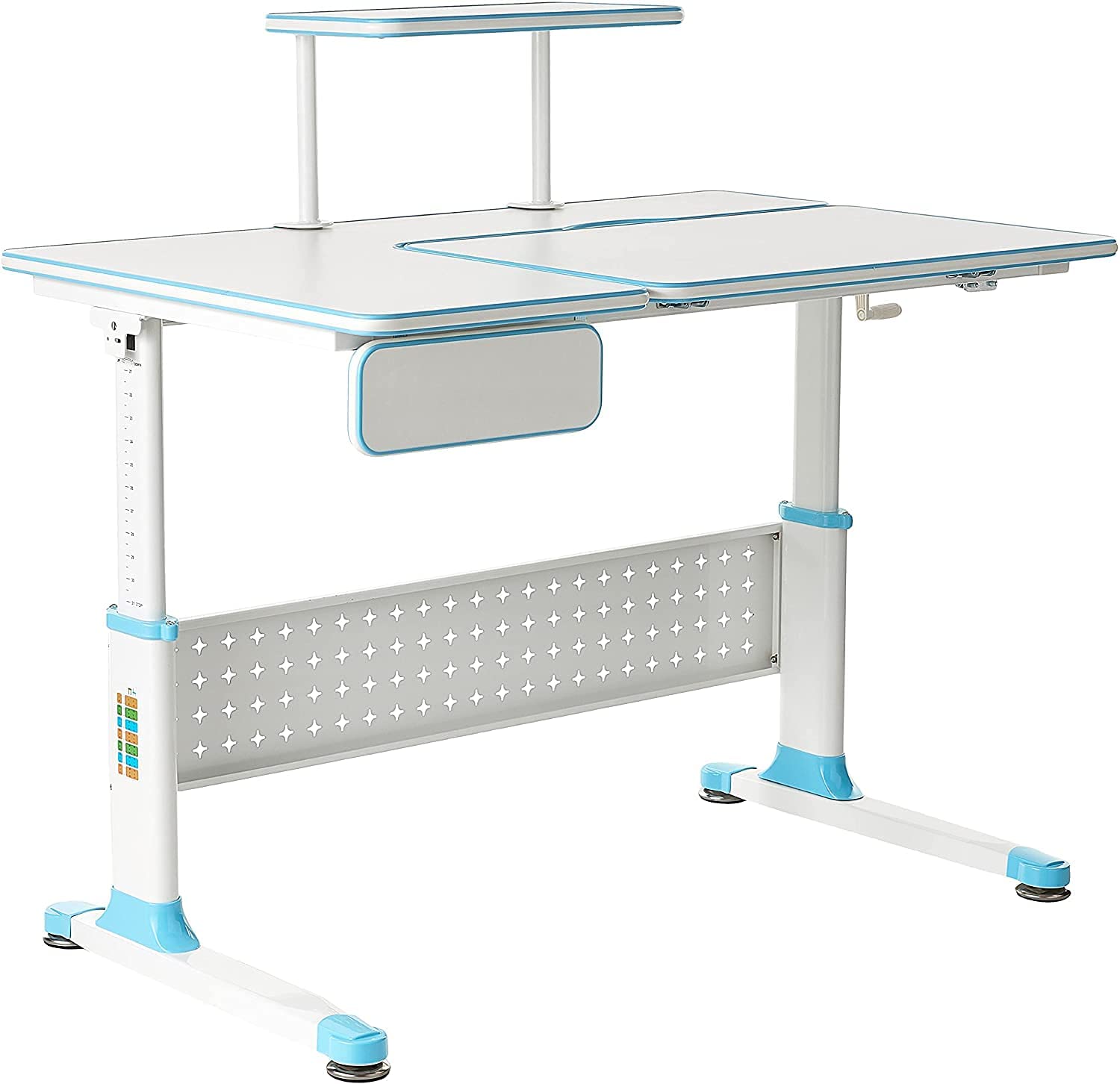 ApexDesk DX Kids Desk with Chair - Adjustable Height Study Desk for Children, Blue - Perfect for Homeschooling, Online Learning & Homework Station