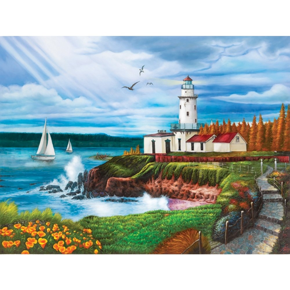 Lighthouse Cove 1000-Piece Jigsaw Puzzle by Lafayette Puzzle Factory - Perfect for Family Game Night & Relaxation