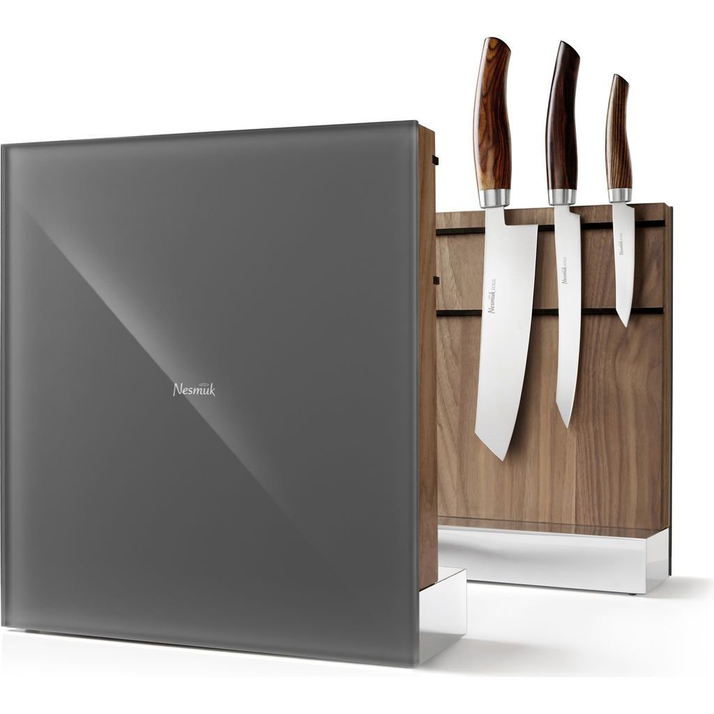 Premium Walnut Wood Knife Holder Block - Natural Gray Color | Stylish and Durable Kitchen Knife Storage Organizer for Countertop - Perfect for Home Chefs and Cooking Enthusiasts