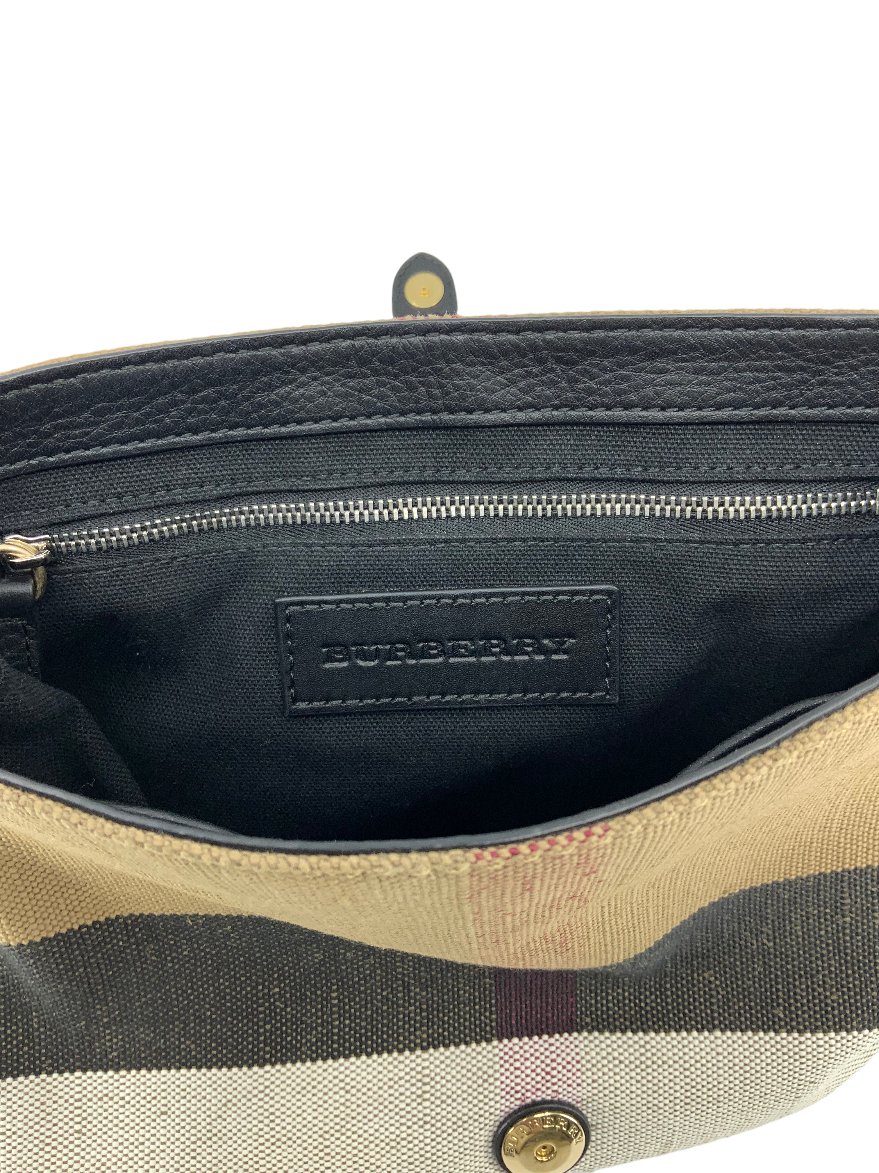 Burberry Gowan Canvas and Leather Crossbody Bag for Women | Stylish Shoulder Purse with Adjustable Strap | Perfect for Everyday Use, Travel, and Casual Outings