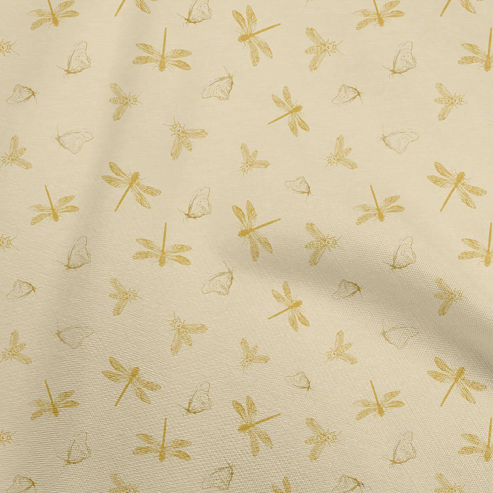 oneOone Polyester Spandex Light Brown Dragonfly Print Fabric - 56 Inch Wide for DIY Clothing, Sewing Projects & Home Decor | Soft Stretch Material for Dresses, Curtains & Crafting