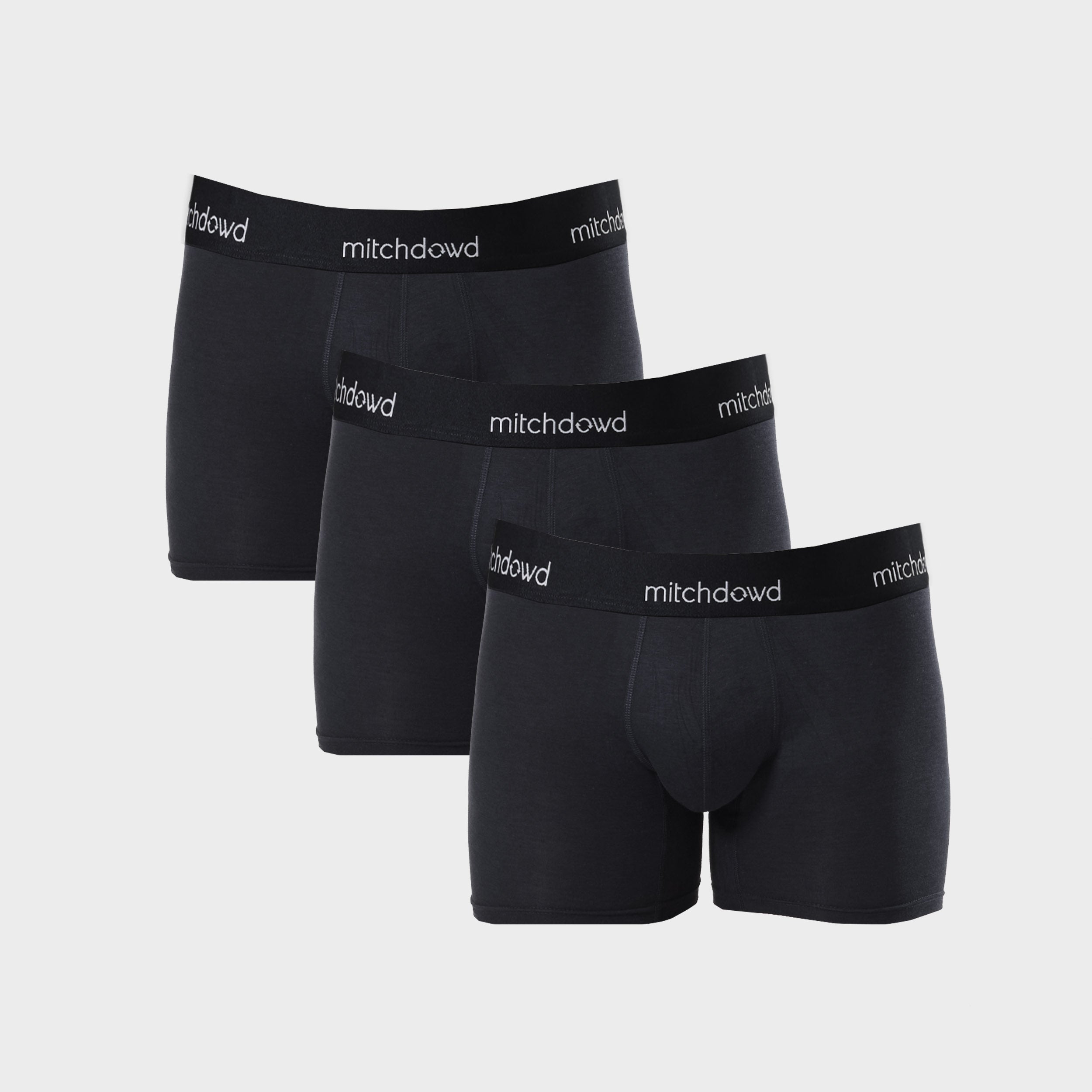 Men's Stretch Cotton Comfort Long Leg Trunks 3-Pack - Soft Breathable Underwear for Everyday Wear & Active Lifestyles - Black