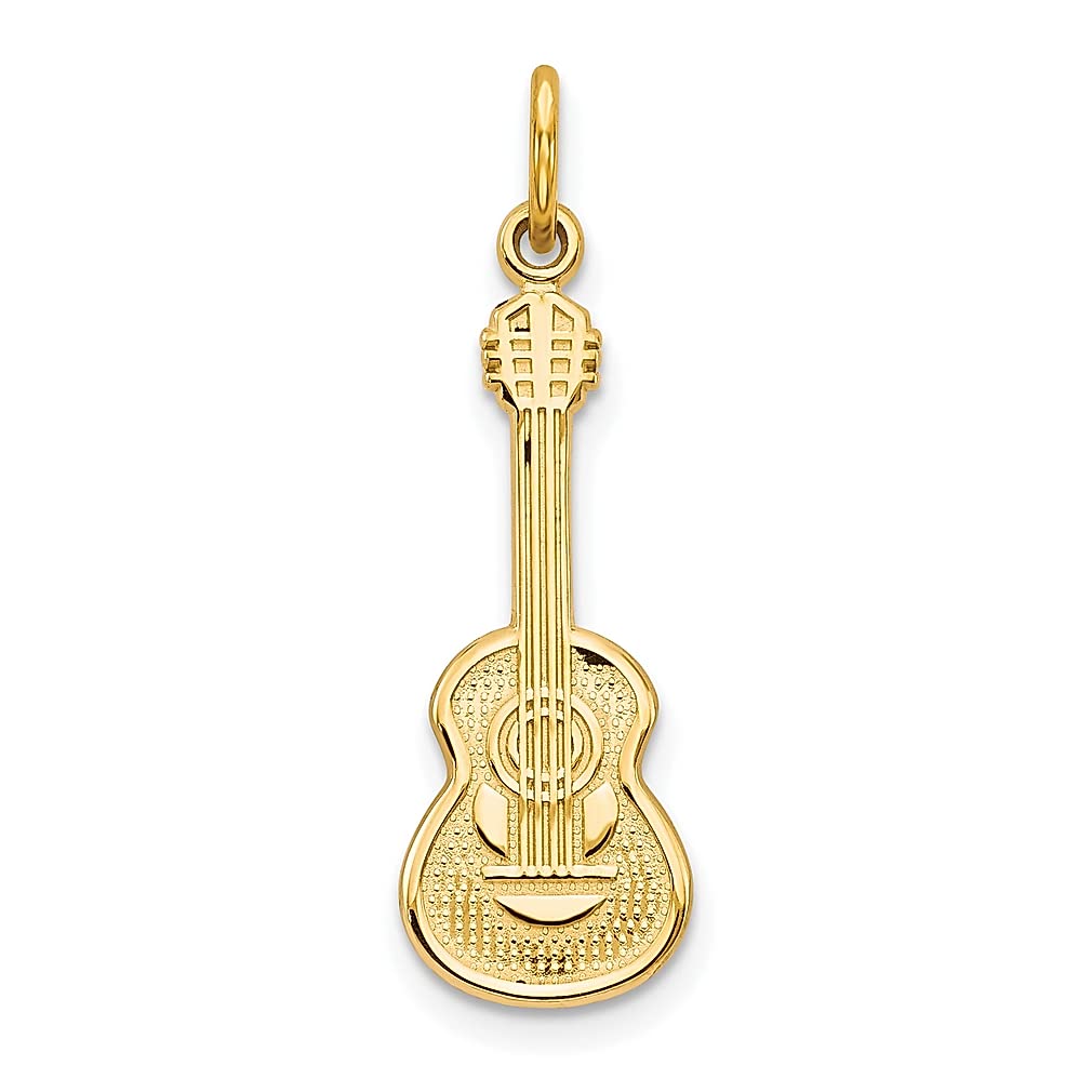 10K Yellow Gold Guitar Charm Necklace - Elegant Musical Jewelry Pendant for Women | Perfect Gift for Musicians, Music Lovers & Special Occasions like Birthdays, Anniversaries & Valentine's Day