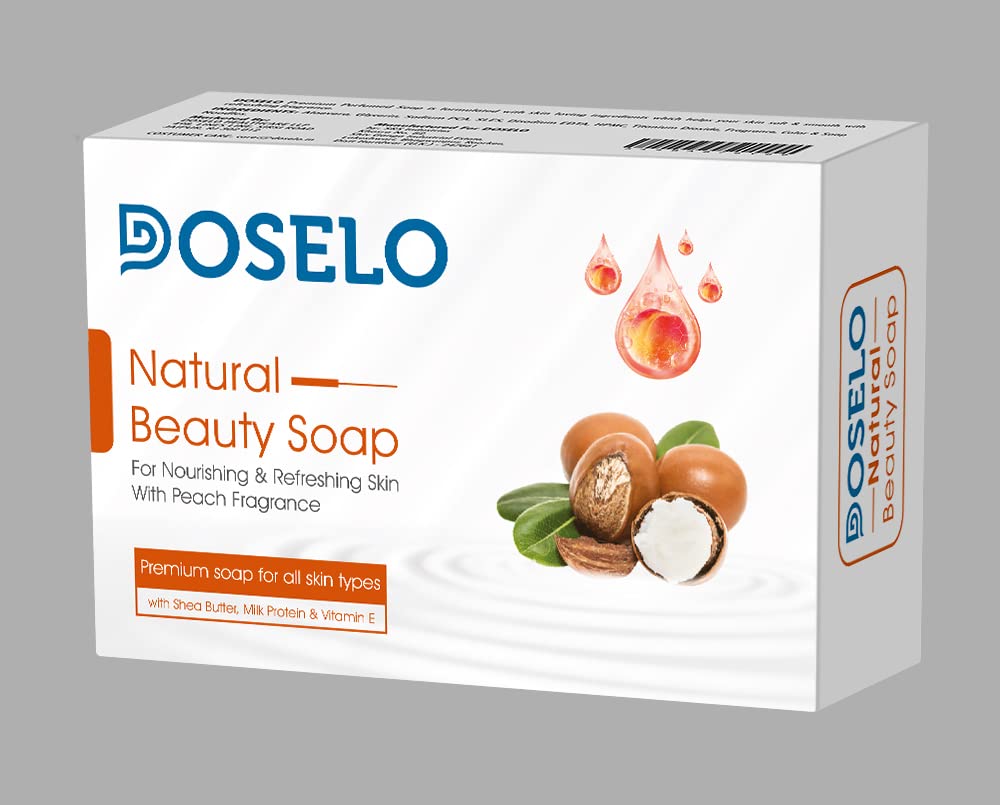 DOSELO Natural Beauty Soap for All Skin Types - Shea Butter & Milk Moisturizing Bar (Pack of 5) | Gentle Cleansing for Face & Body, Daily Skincare Routine