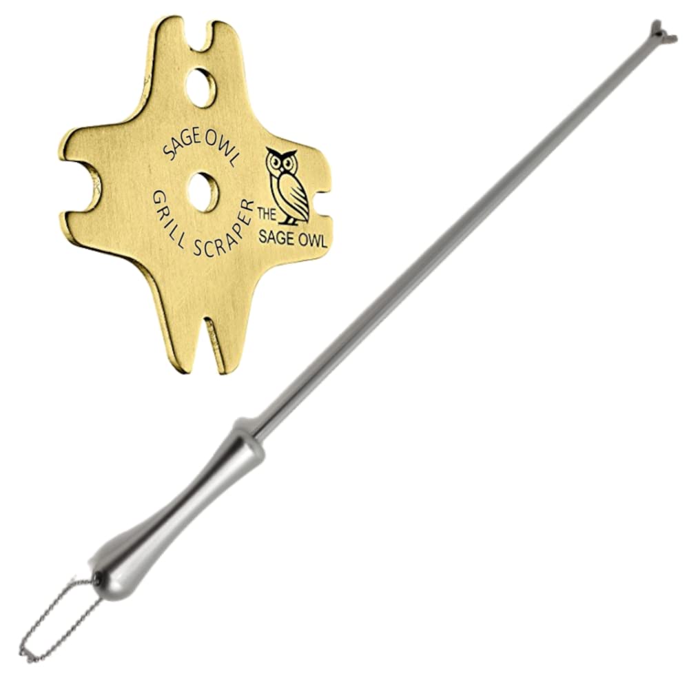 Sage Owl Bristle-Free Brass BBQ Grill Scraper with 21.5