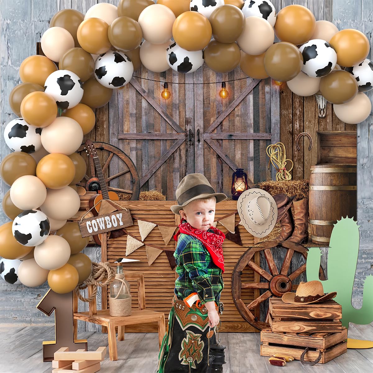 Western Cowboy Party Decorations Kit - 50pcs Cowboy Balloons, 1x Western Backdrop Banner & Balloon Arch for Rodeo, Country Themed Birthday - Perfect for Wild West Parties, Cowboy Baby Showers, and Western Theme Events