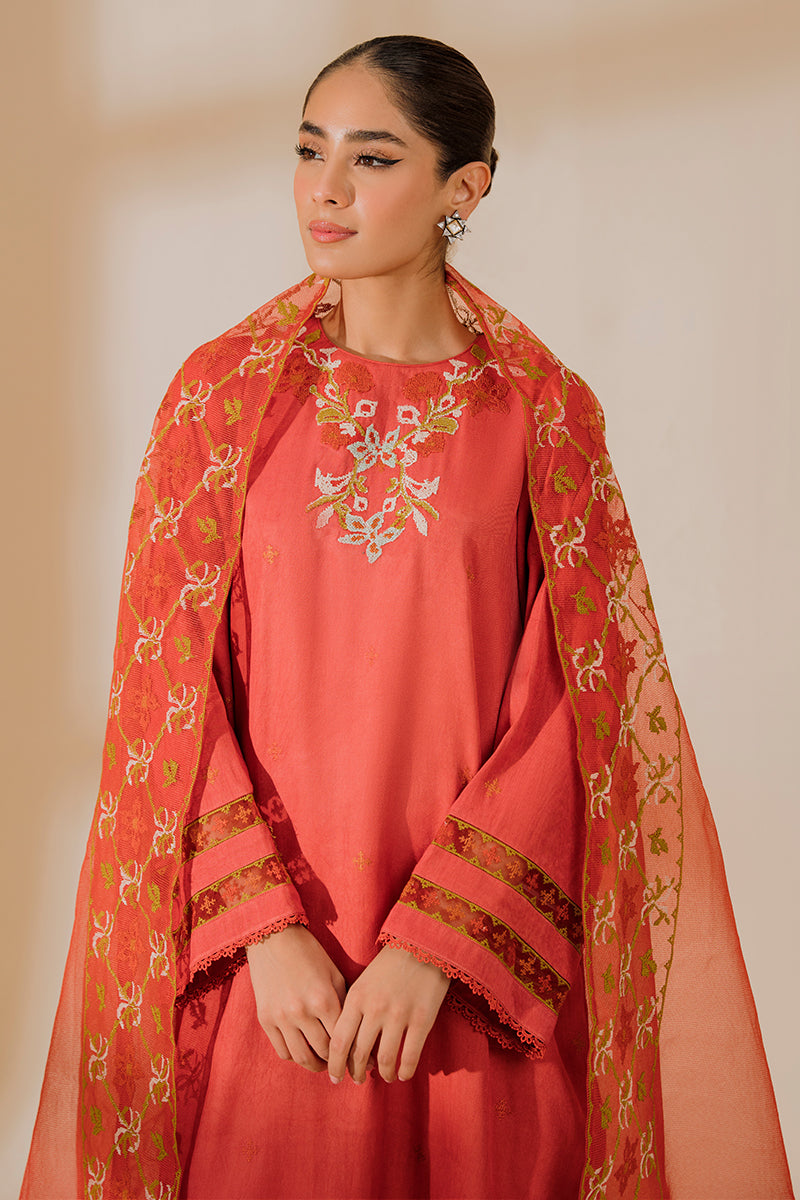 Elegant Cinnabar 2PC Set (Shirt & Dupatta) for Women - Traditional Indian Ethnic Wear for Festivals, Weddings & Special Occasions