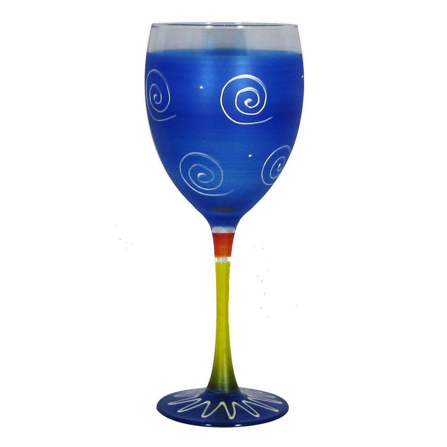 Hand Painted Dark Blue and White Wine Glasses Set of 2 - 10.5 oz Stemware for Red & White Wine, Perfect for Dinner Parties, Romantic Dates & Home Decor