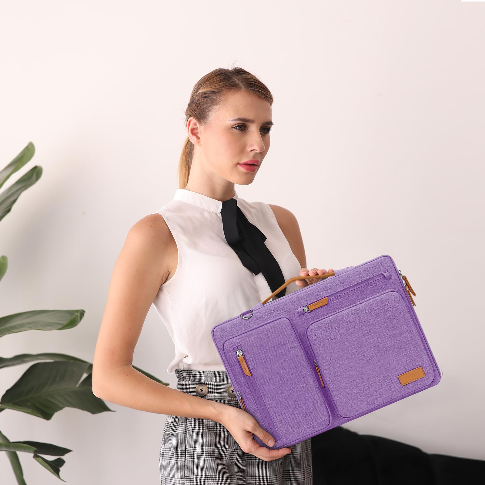 MOSISO 360 Protective Laptop Shoulder Bag for 13-13.3 Inch MacBook Pro/Air, HP, Dell, Lenovo, Asus Notebook - Water Resistant Messenger Bag with 4 Zipper Pockets & Side Access (Lilac) - Perfect for Work, School, Travel & Business Commute