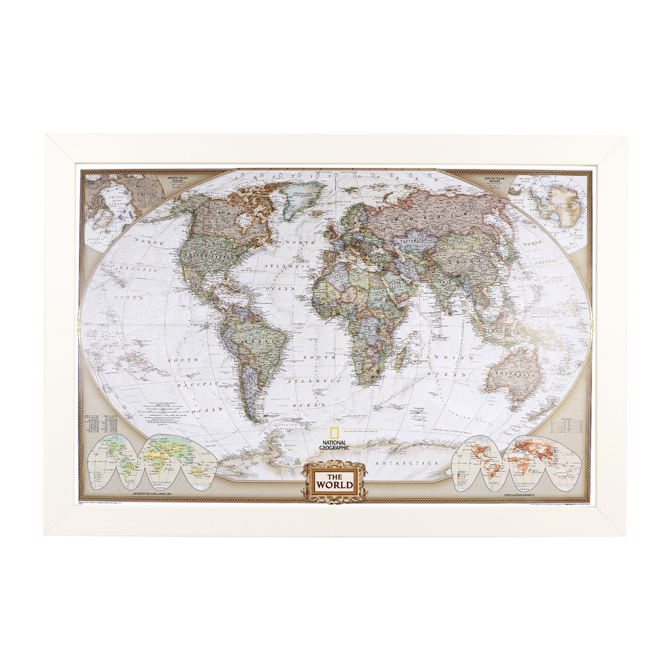 Custom Push Pin Travel Map - Personalized Framed World Map Wall Art with 150 Pins - Textured White Executive Style - Handmade in USA - 27.5