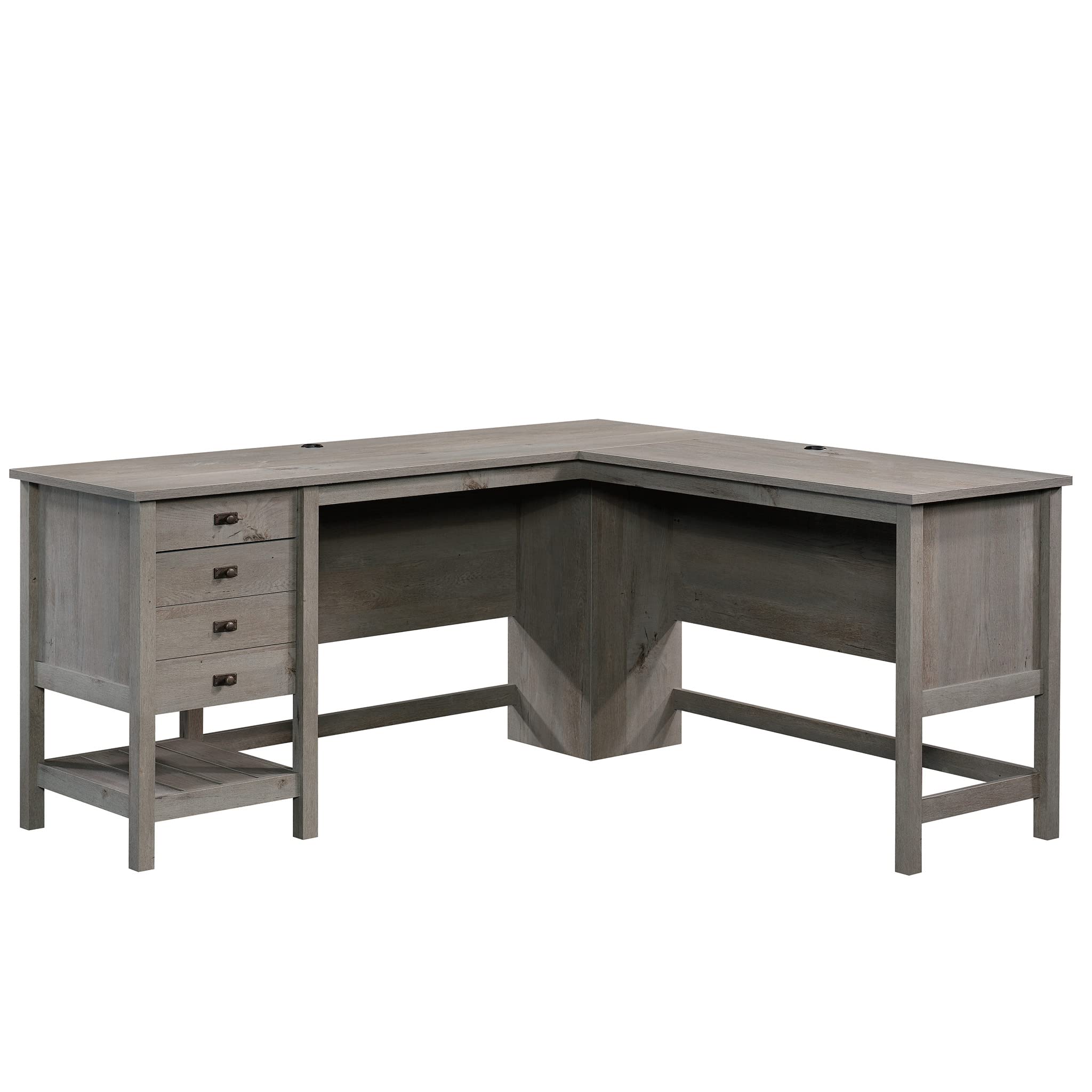 Sauder Cottage Road L-Shaped Computer Desk with Drawers & File Cabinet - Home Office Desk with Cable Management in Mystic Oak Finish - Perfect for Small Spaces & Remote Work
