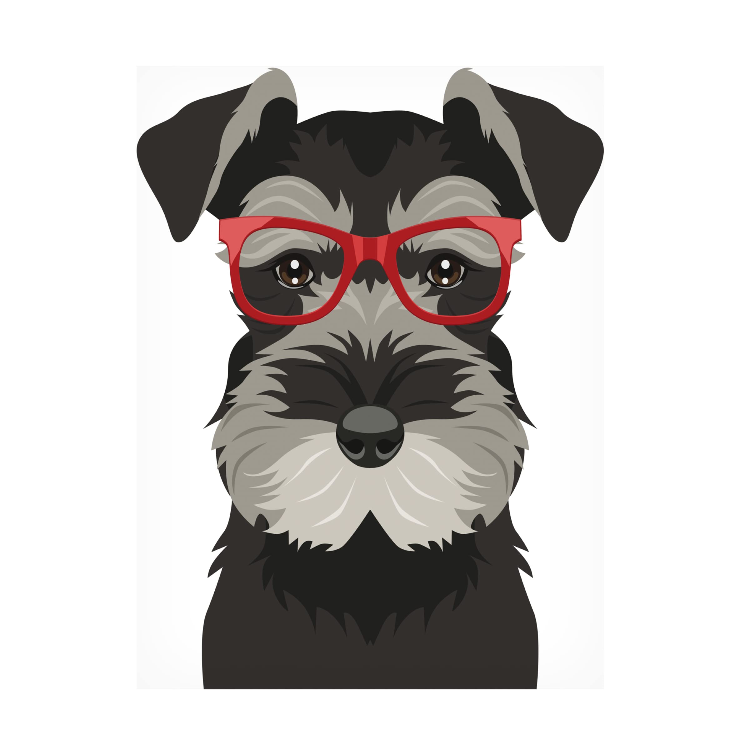 Trademark Fine Art 'Miniature Schnauzer Wearing Hipster Glasses' Canvas Wall Art Print - Cute Dog Portrait for Home & Office Decor - Perfect Gift for Pet Lovers & Dog Owners