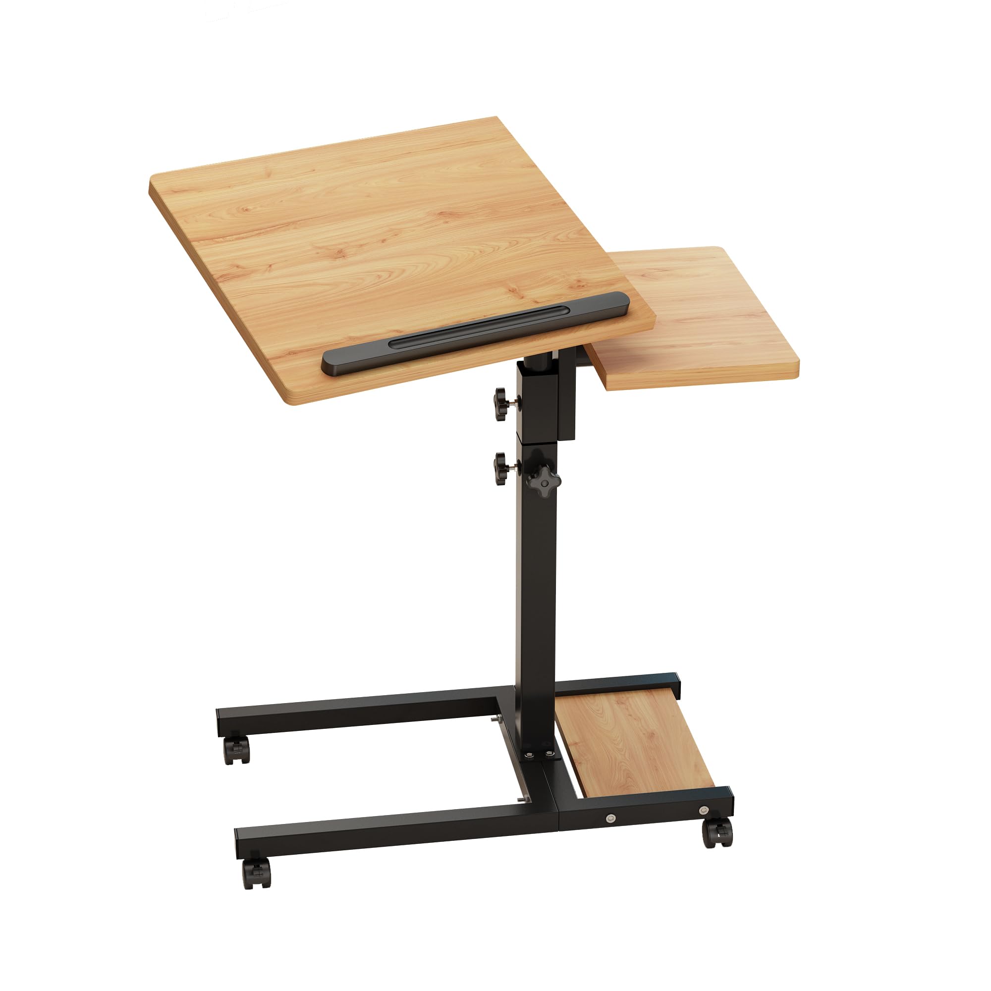 Adjustable Height Rolling Laptop Stand with Wheels & Mouse Pad - Portable Swivel Notebook Desk Cart for Home Office, Gaming & Workspace - Ergonomic Mobile Computer Table for PC, MacBook & Laptops