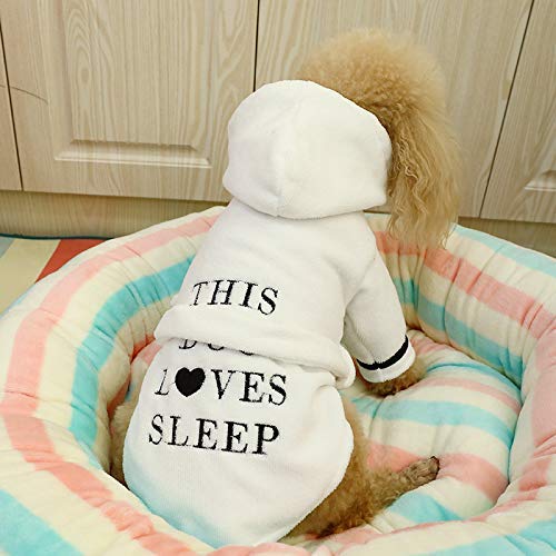 Premium Dog Bathrobe - Quick Drying White Pet Bath Towel & Warm Winter Coat for Small Dogs & Cats | Soft Puppy Clothing for Post-Bath, Grooming & Indoor Comfort (Size M)