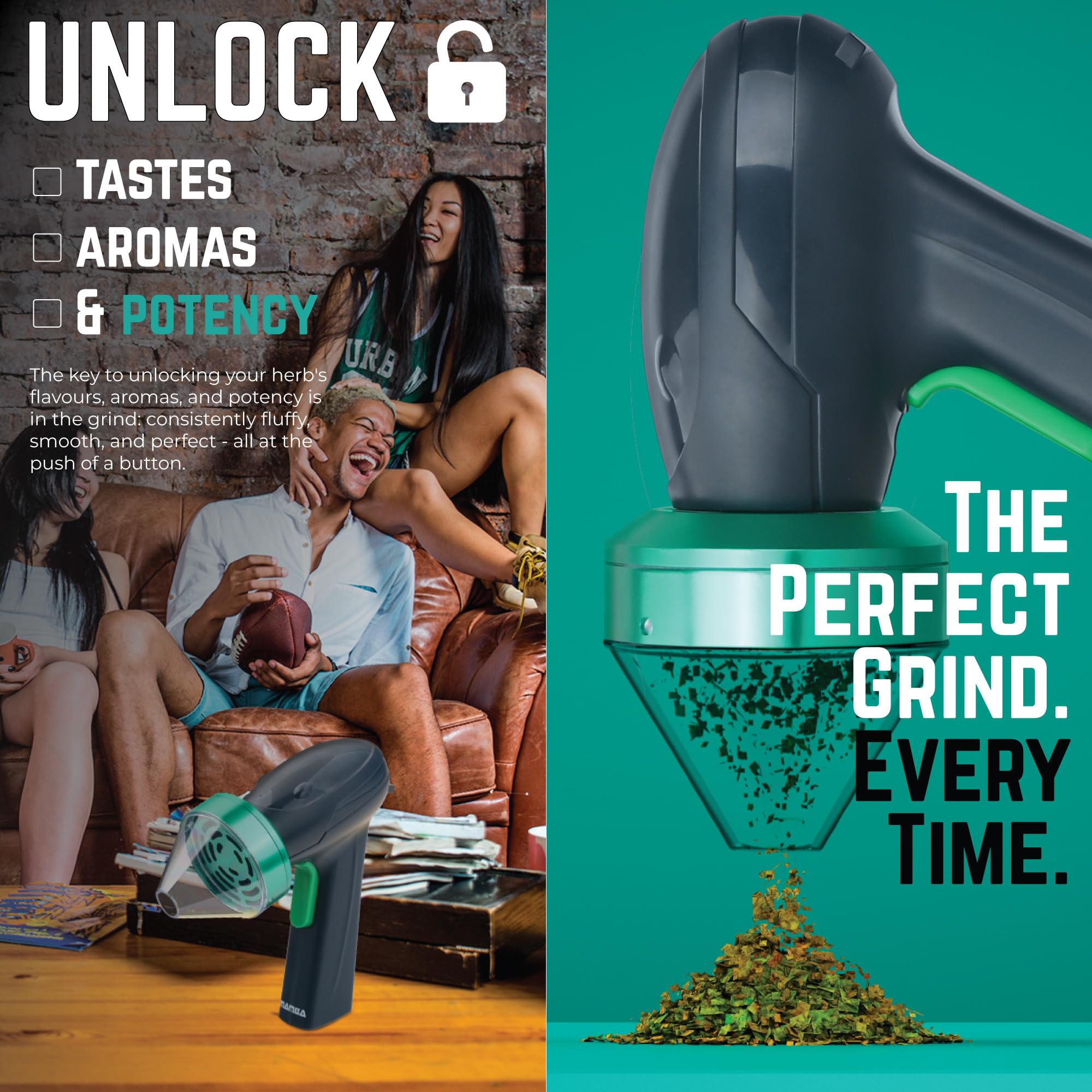 Premium Mamba Monster 3.5g Green USB Rechargeable Electric Herb Grinder - Large Capacity Portable Metal Spice Mill for Kitchen, Cooking & Baking - Perfect for Grinding Herbs, Spices, Coffee Beans & More