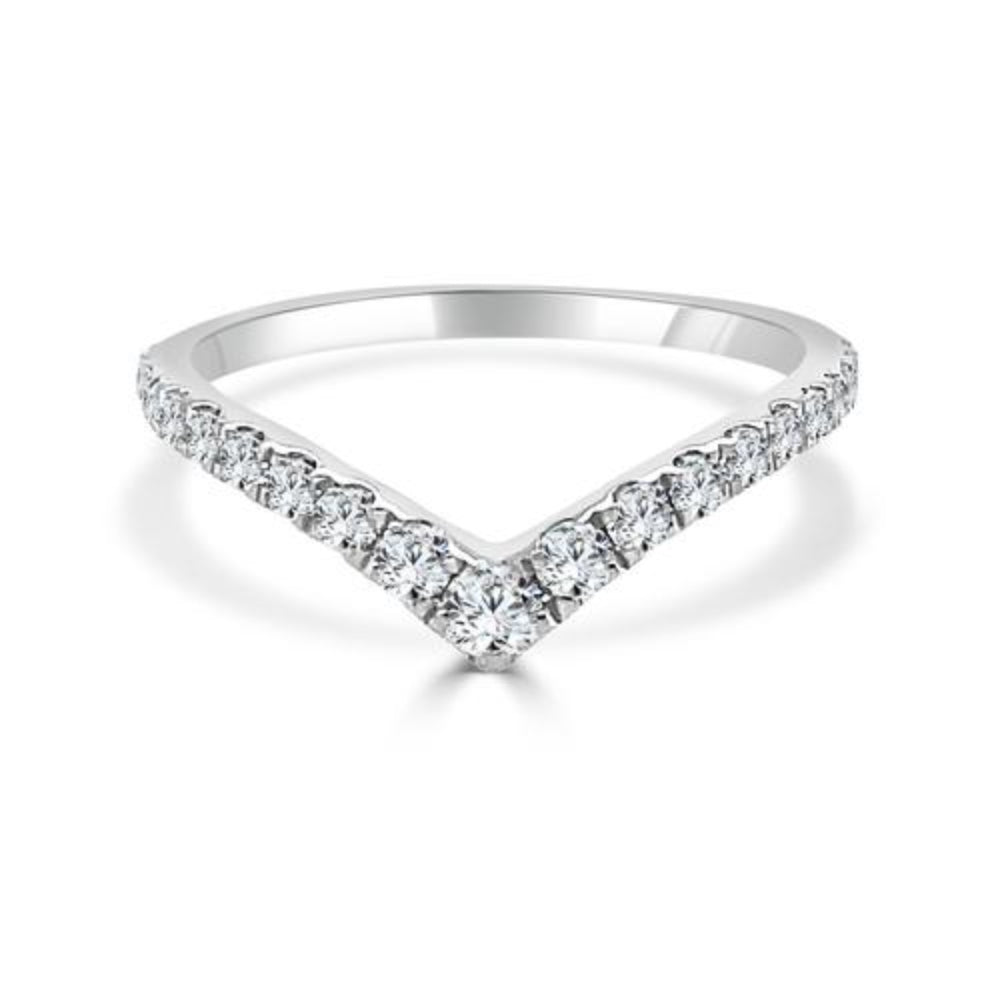 14K Gold Diamond Contour Wedding Band for Women - Elegant Stackable Ring for Bridal, Anniversary & Everyday Wear
